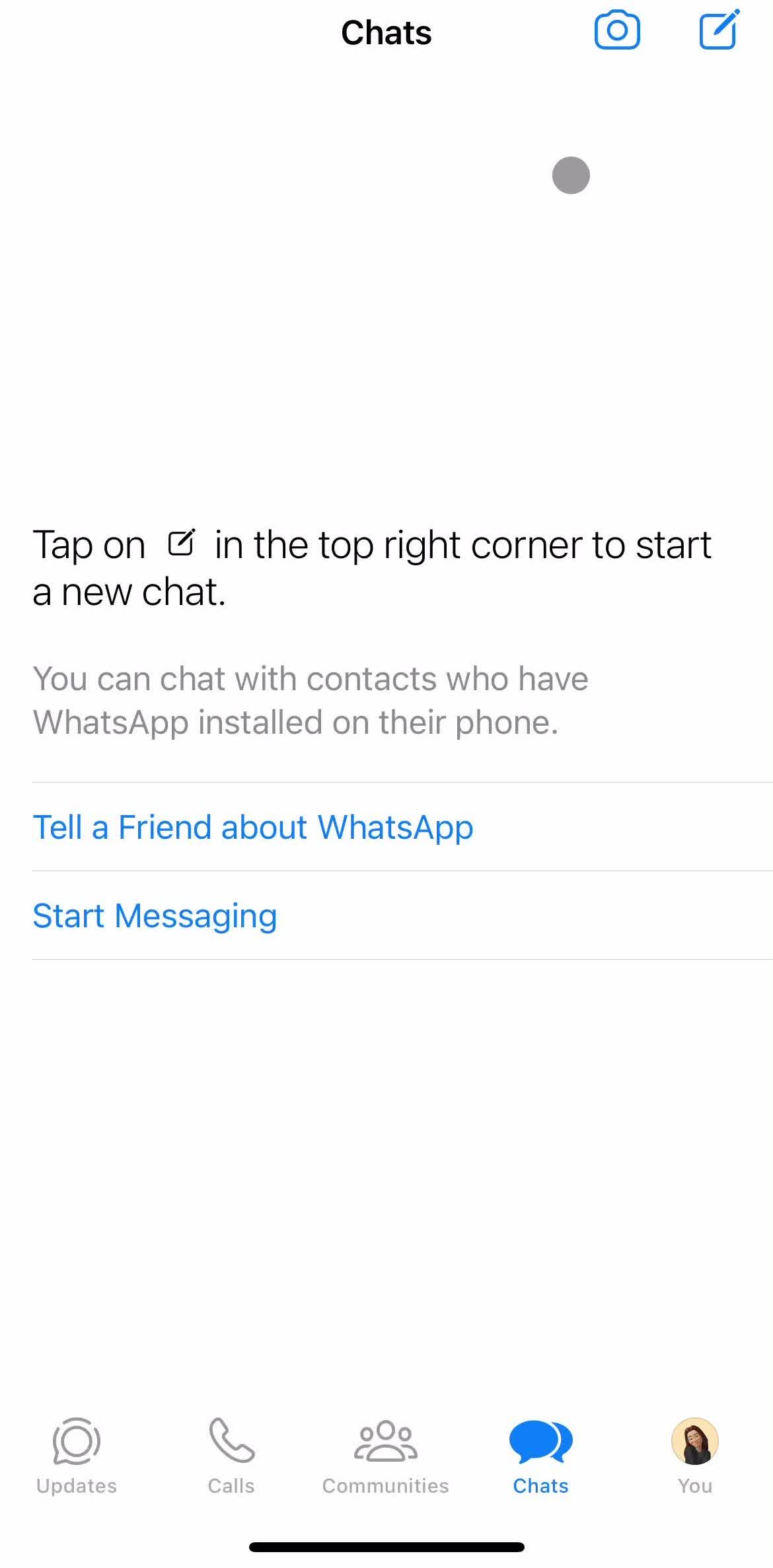 Whatsapp Chats screen in the Inviting People flow