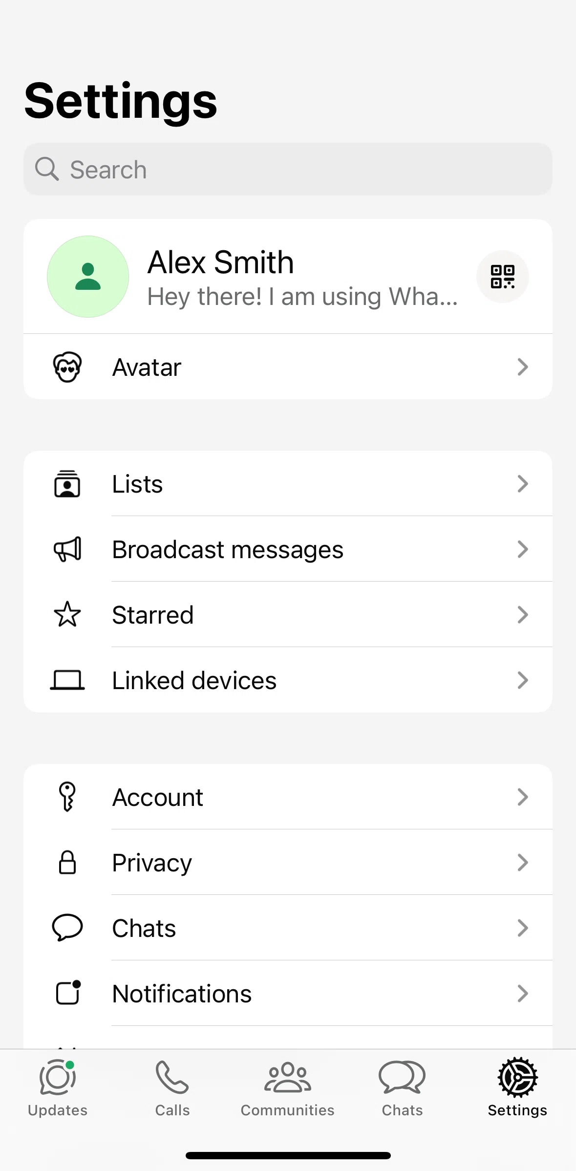 Whatsapp Screen screen in the Lists flow