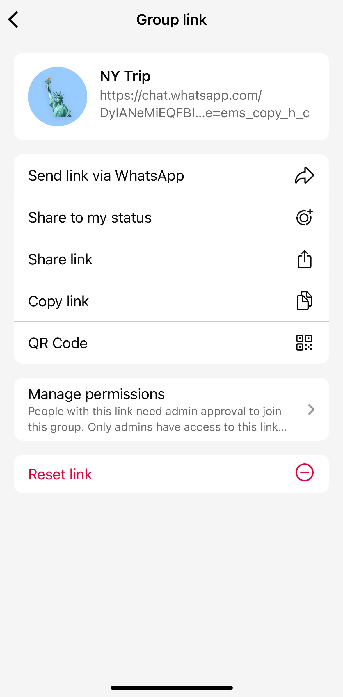 Whatsapp Screen screen in the QR Code (group) flow