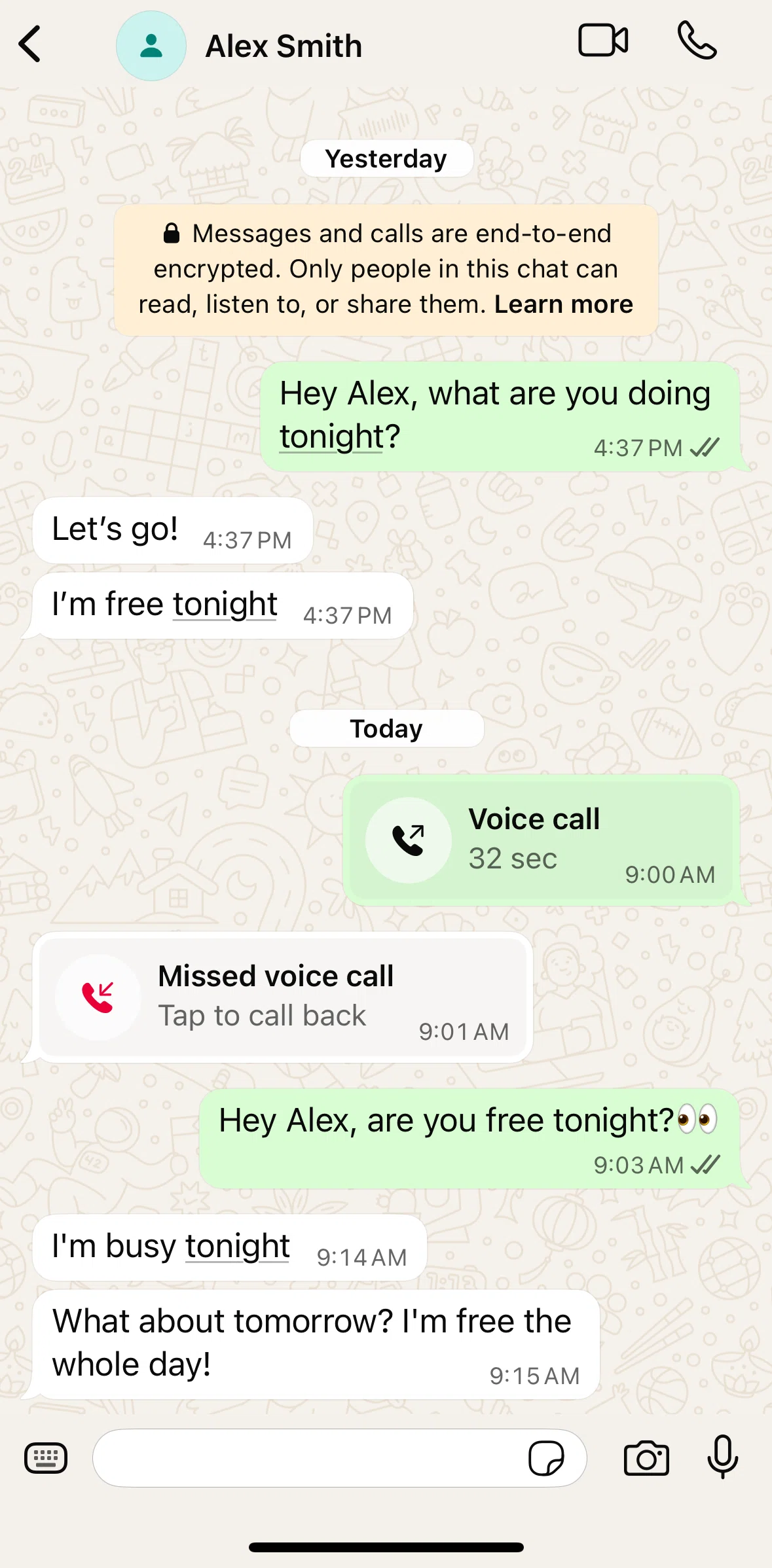Whatsapp Screen screen in the Recording an audio flow