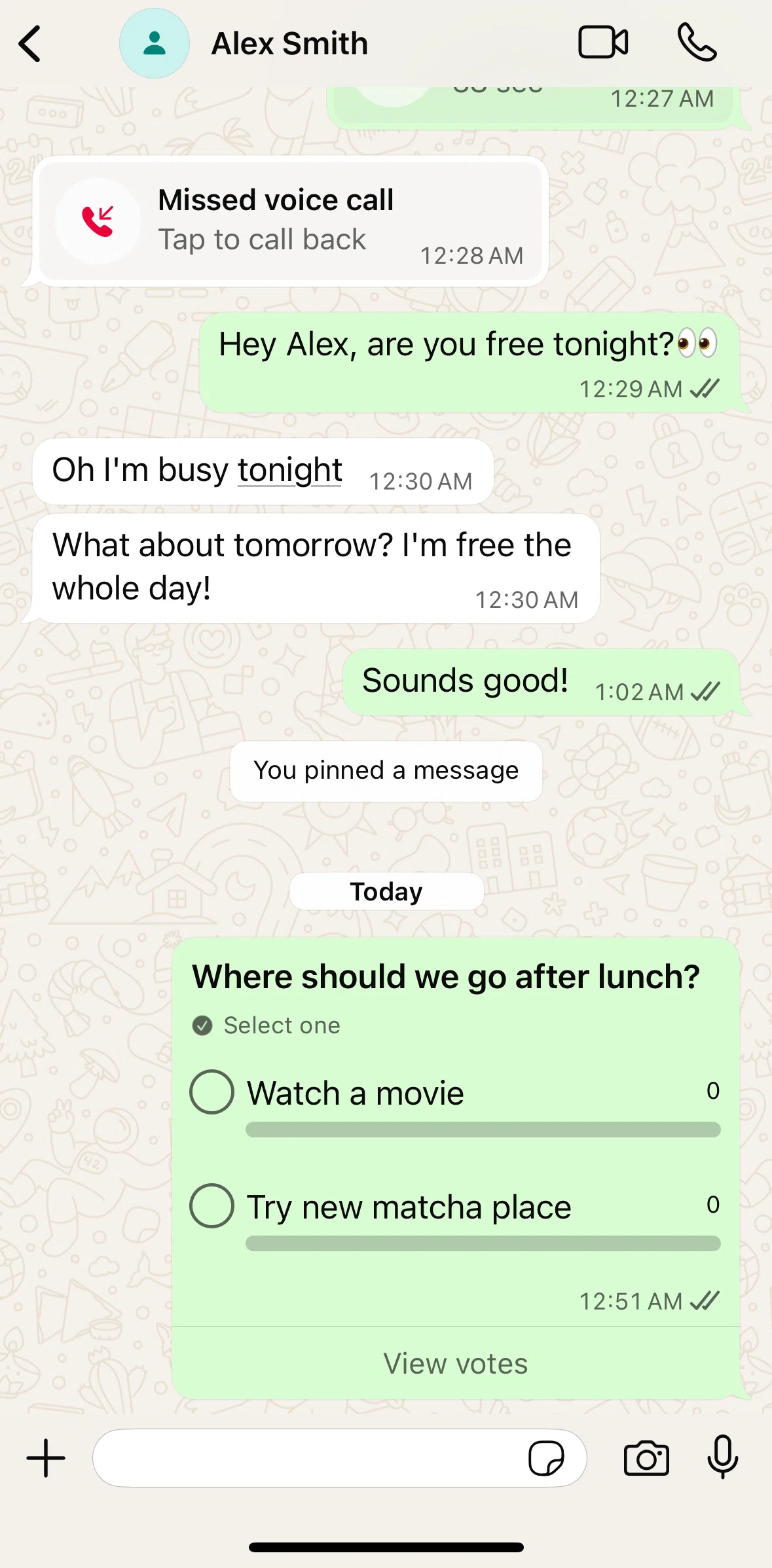 Whatsapp Screen screen in the Voting on a poll flow