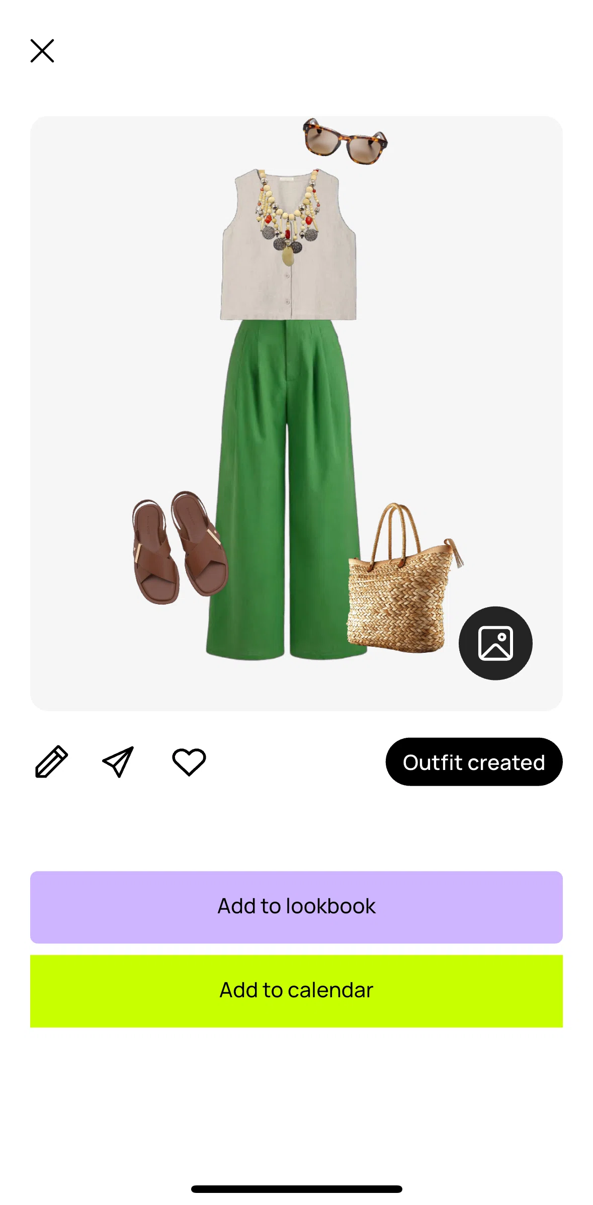 Whering Screen screen in the Adding an outfit to favourites flow