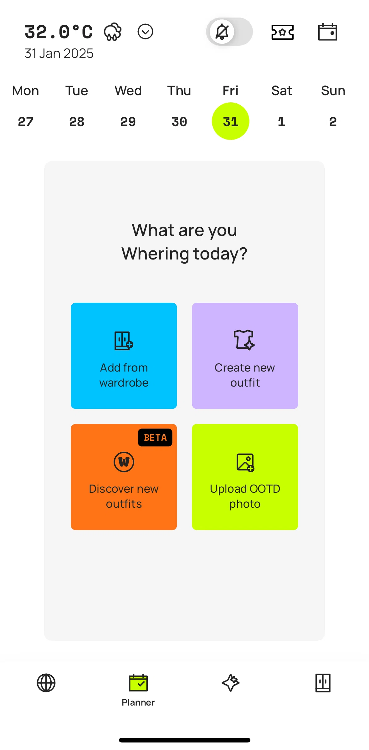 Whering Screen screen in the Shuffling existing outfits flow