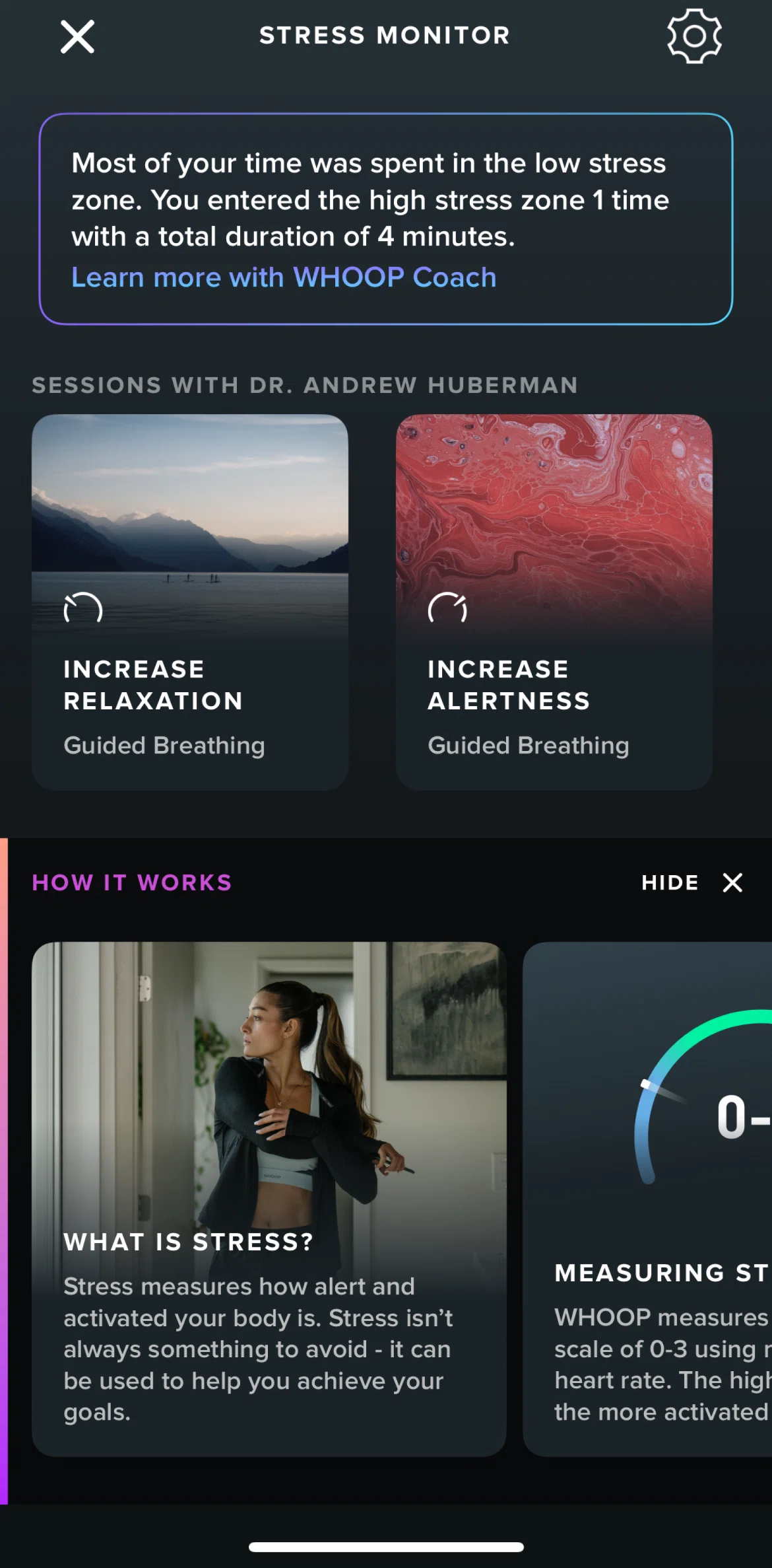 WHOOP Screen screen in the Starting a guided breathing exercise flow