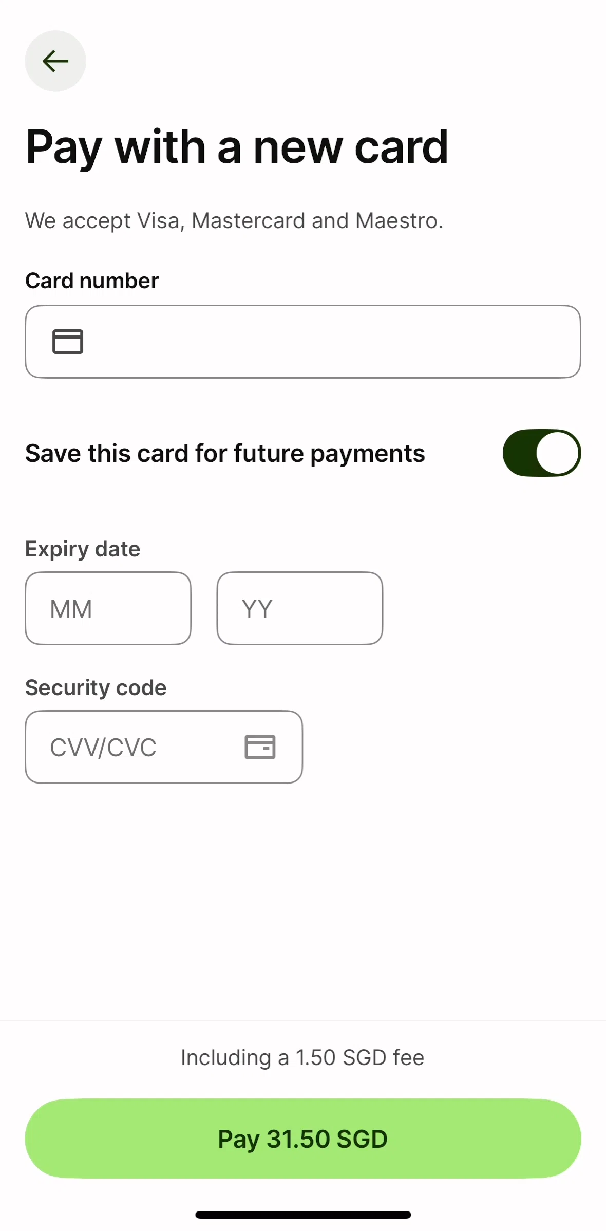 Wise Screen screen in the Adding money to card flow