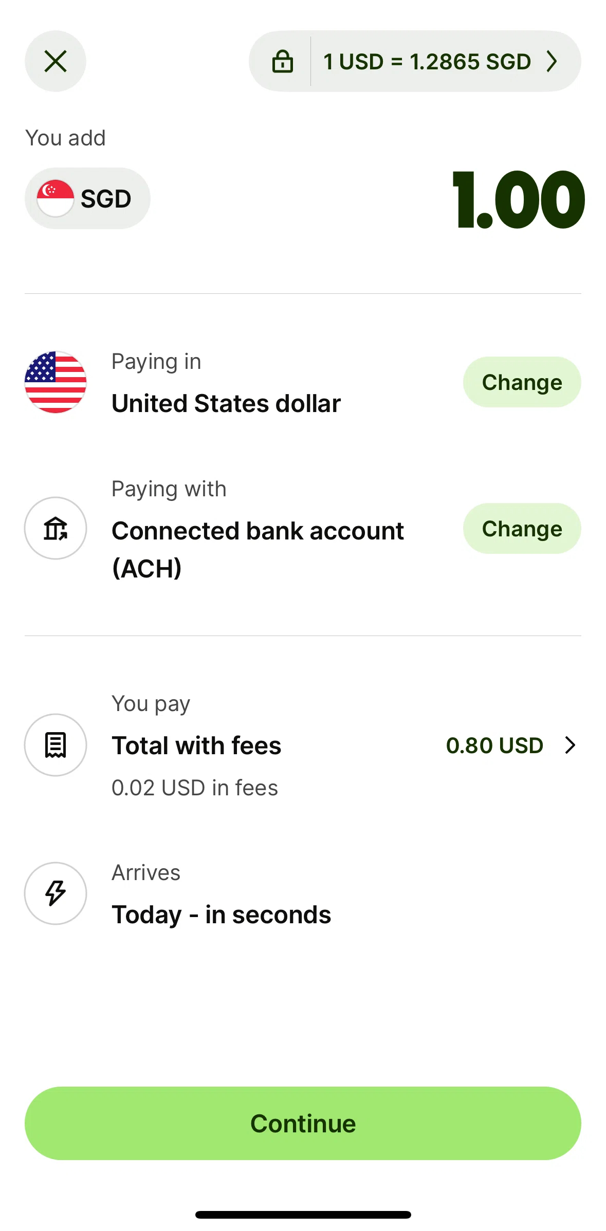 Wise Screen screen in the Locked rate flow