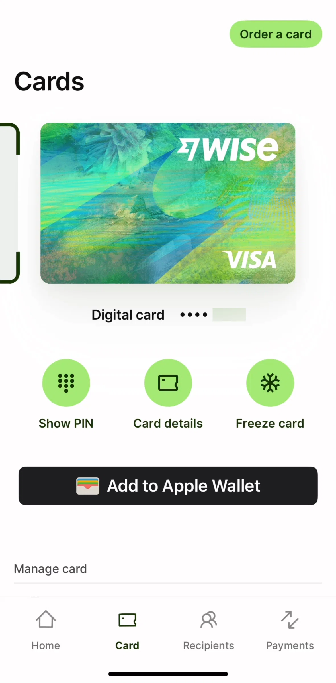 Wise Screen screen in the Paying with QR code flow