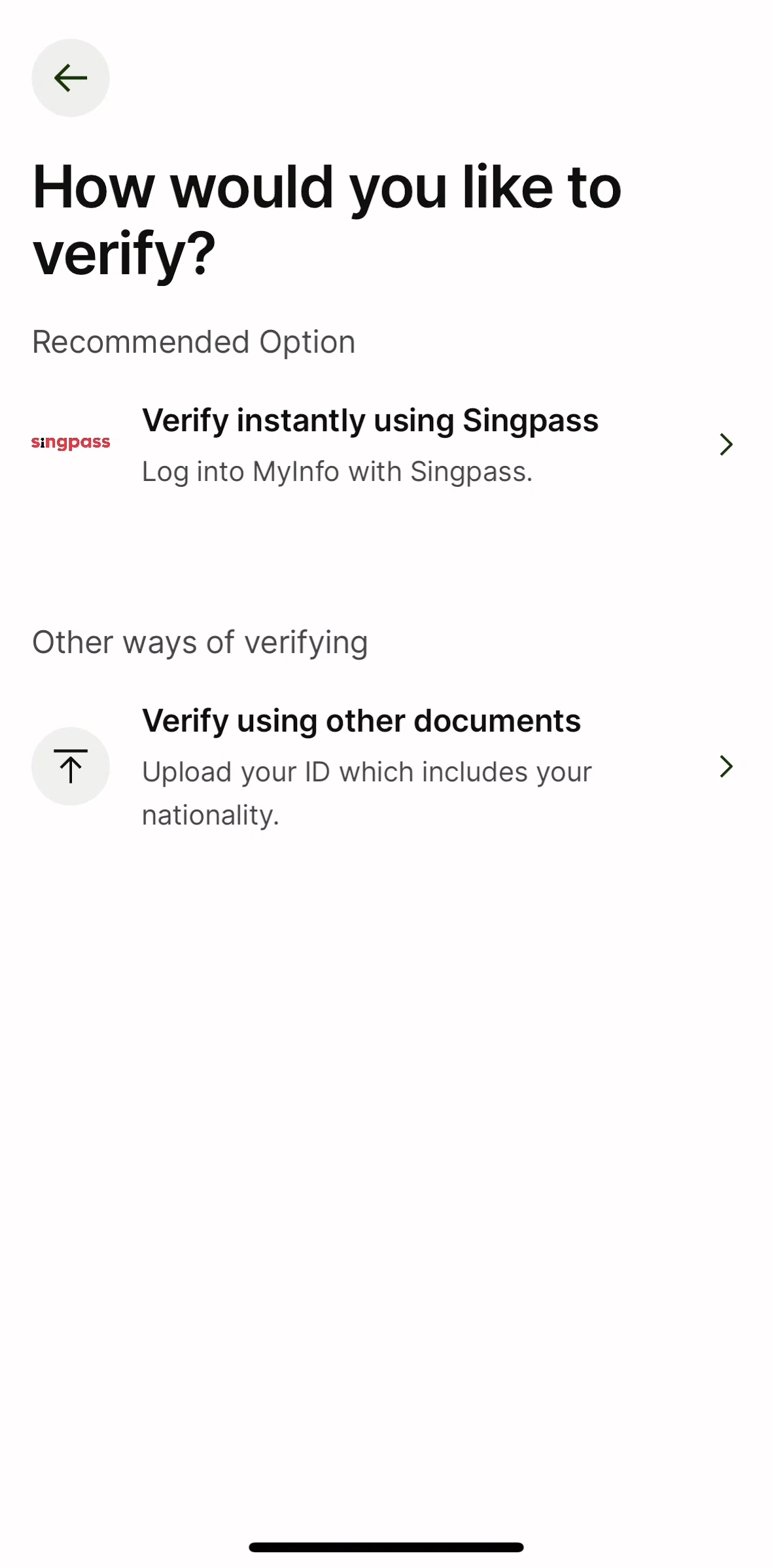 Wise Screen screen in the Verifying identity flow