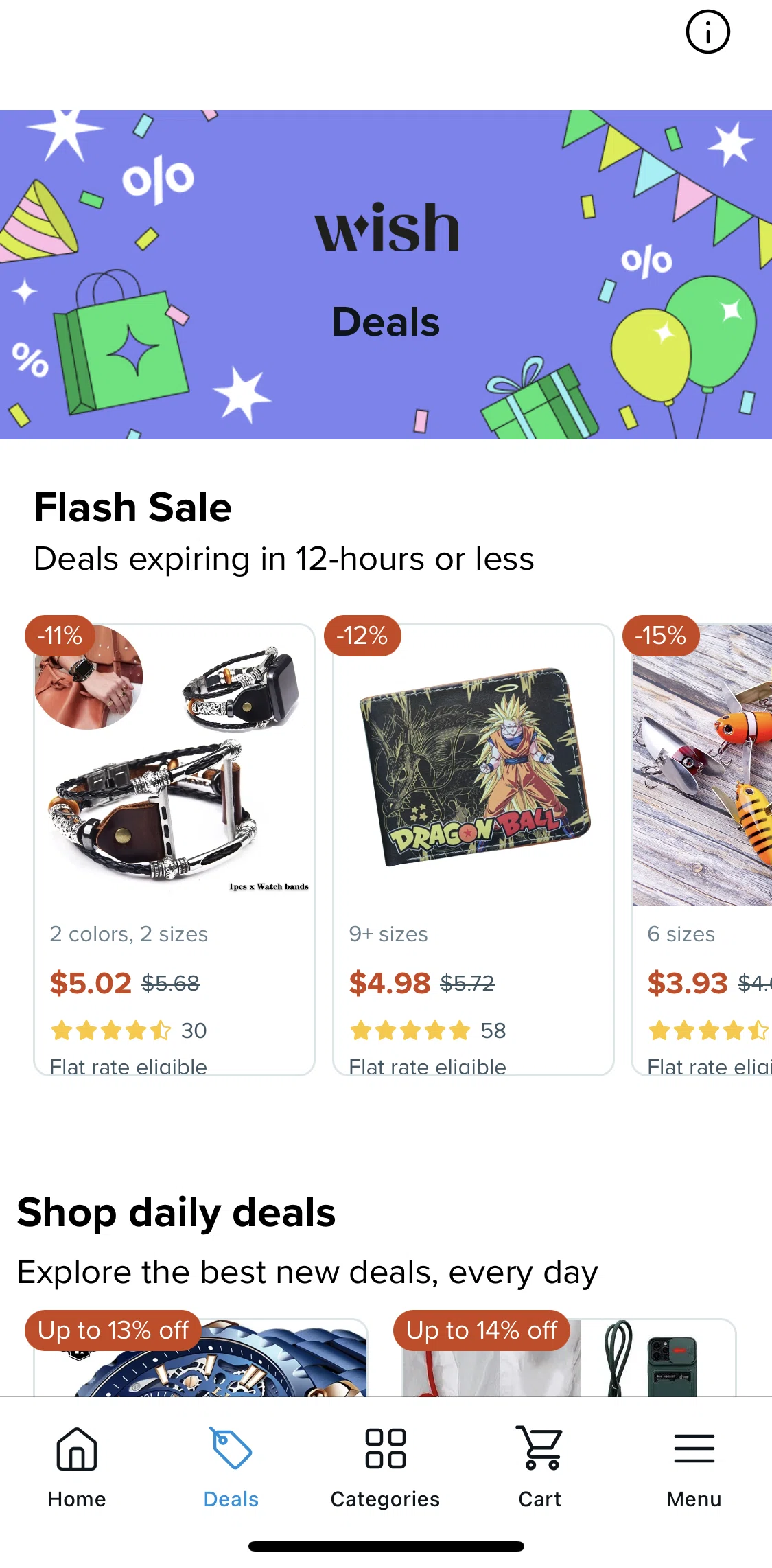 Wish Screen screen in the Deals flow