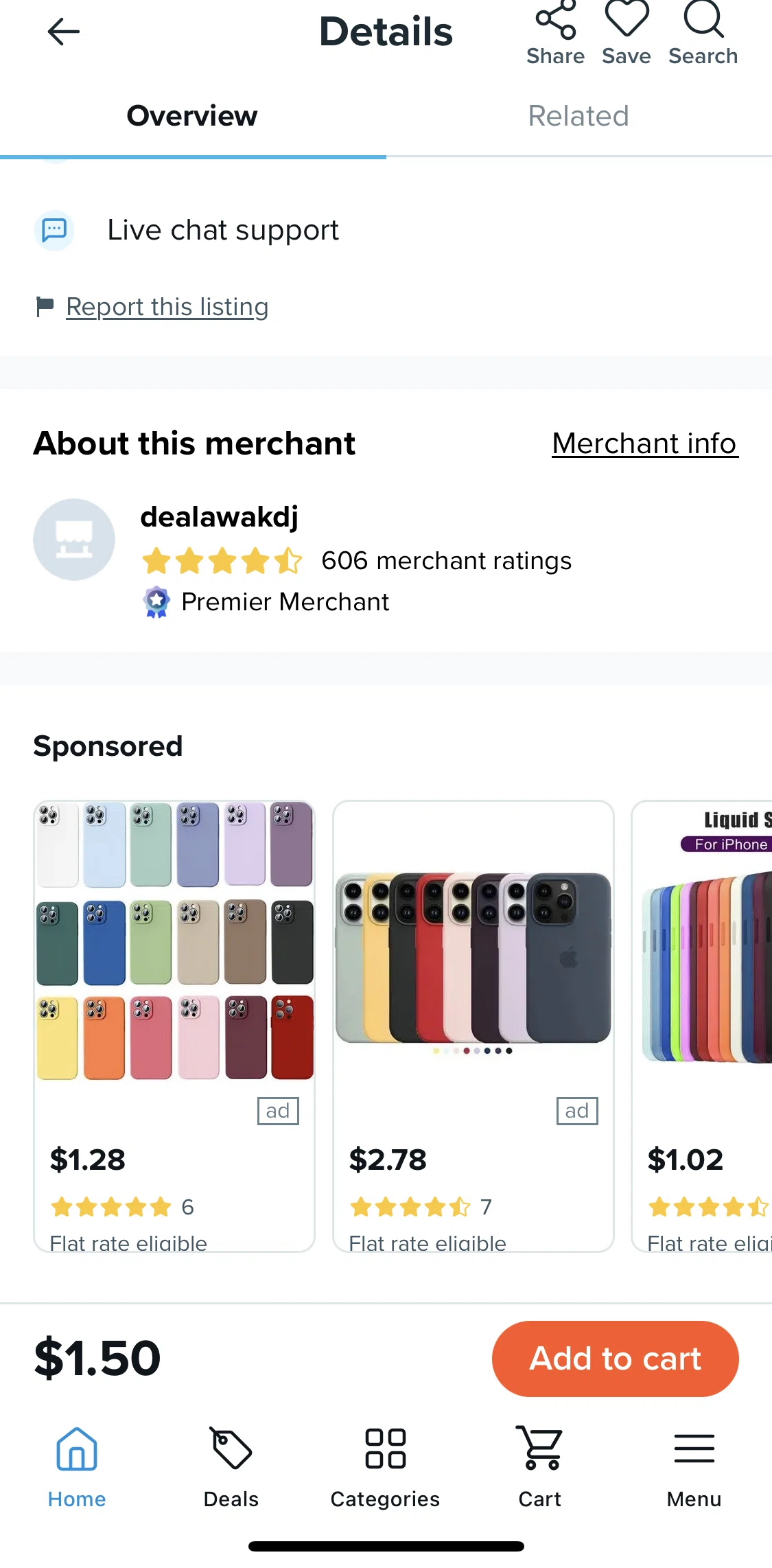 Wish Screen screen in the Reporting a listing flow