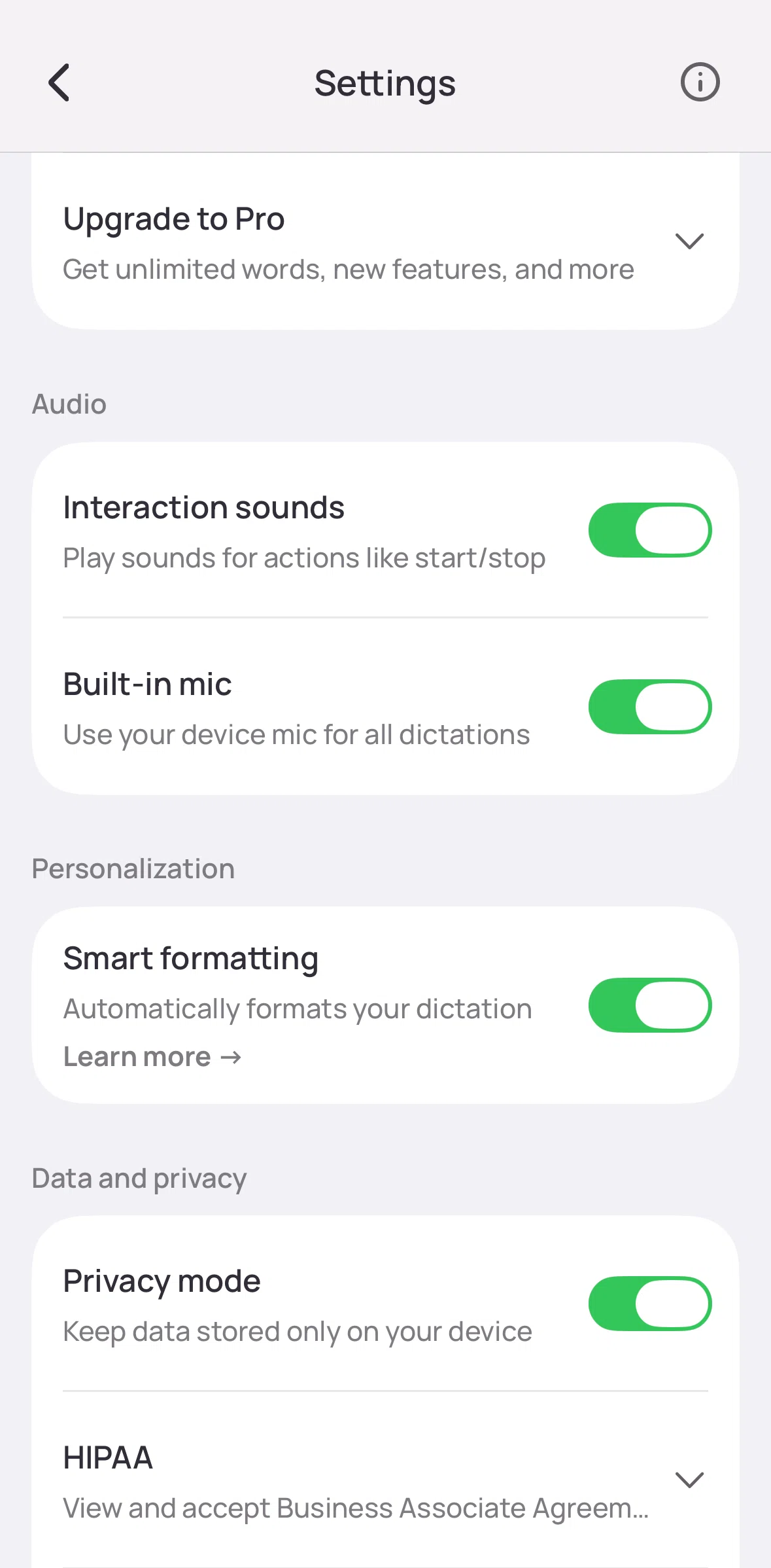 Wispr Flow Screen screen in the Turning off audio flow