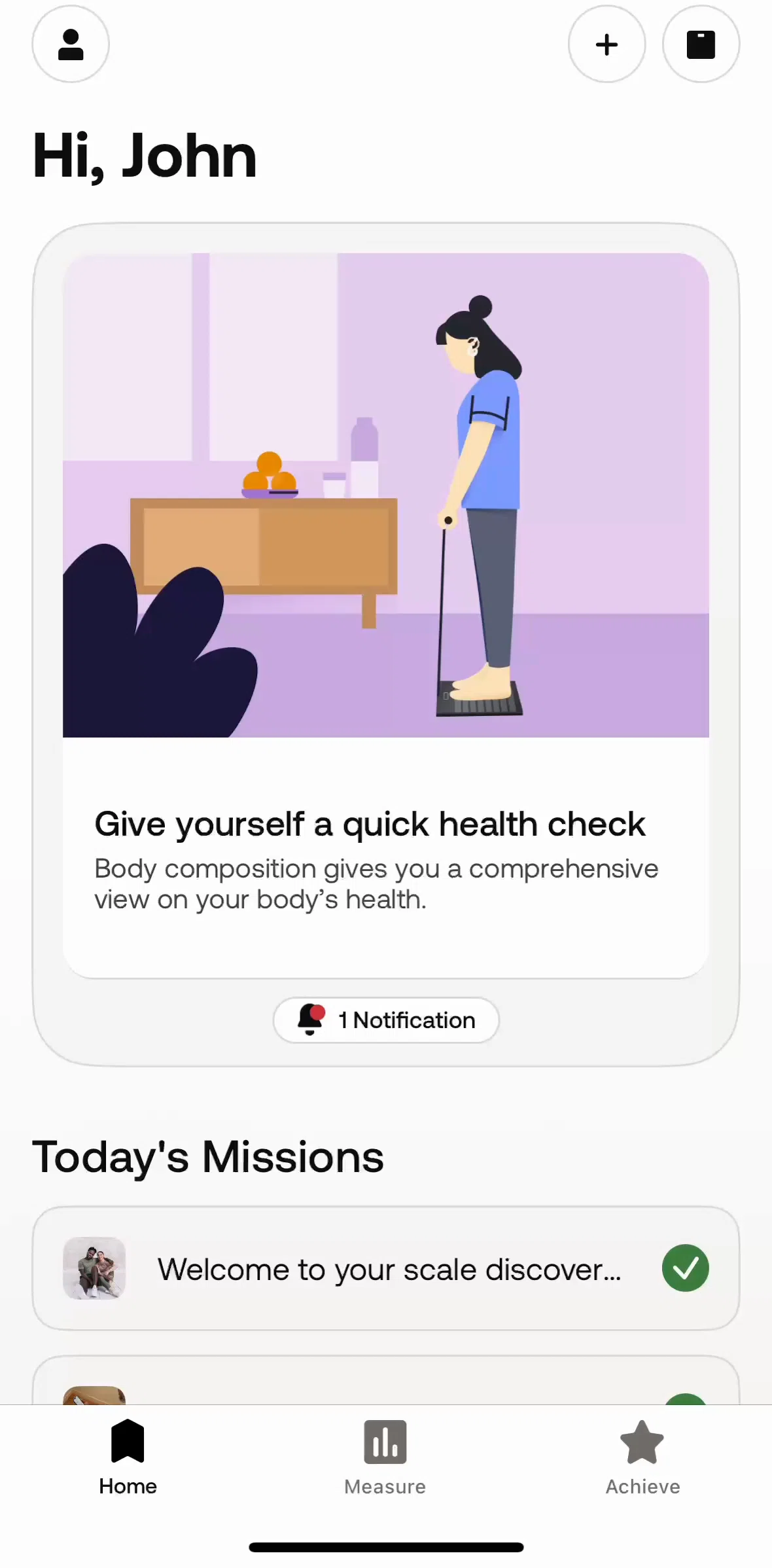 Withings Healthmate Screen screen in the Achieve flow