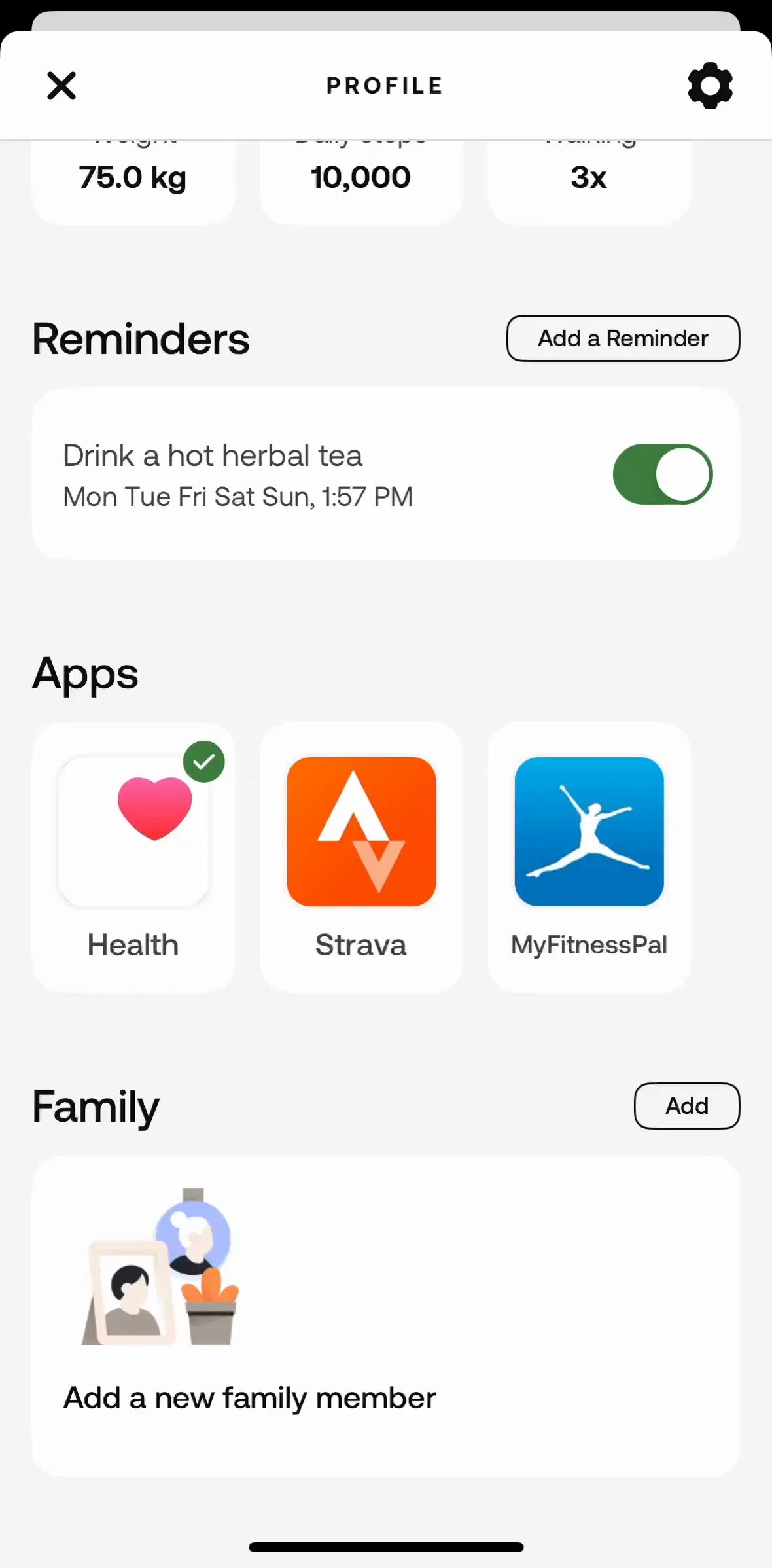 Withings Healthmate Screen screen in the Adding a family member flow