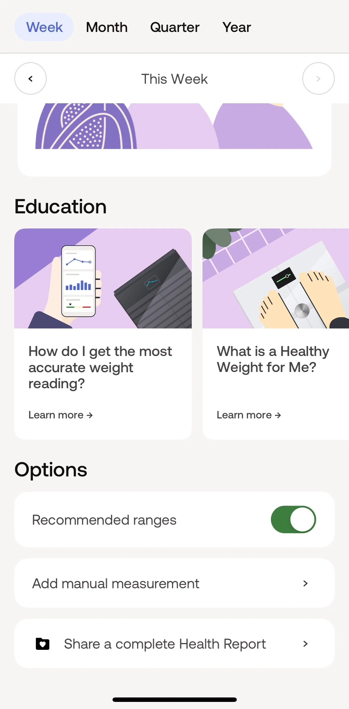 Withings Healthmate Screen screen in the Adding a measurement manually flow