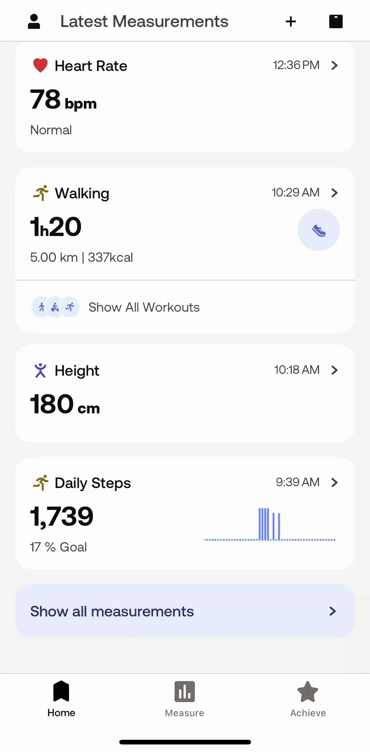 Withings Healthmate Screen screen in the Daily steps flow