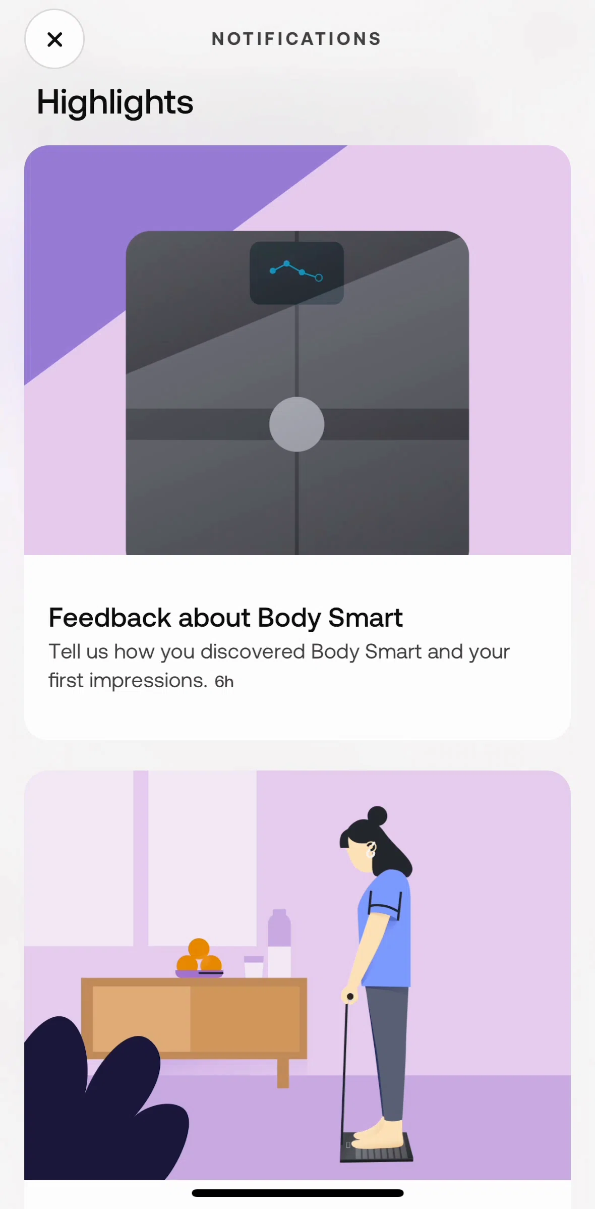Withings Healthmate Screen screen in the Giving feedback flow