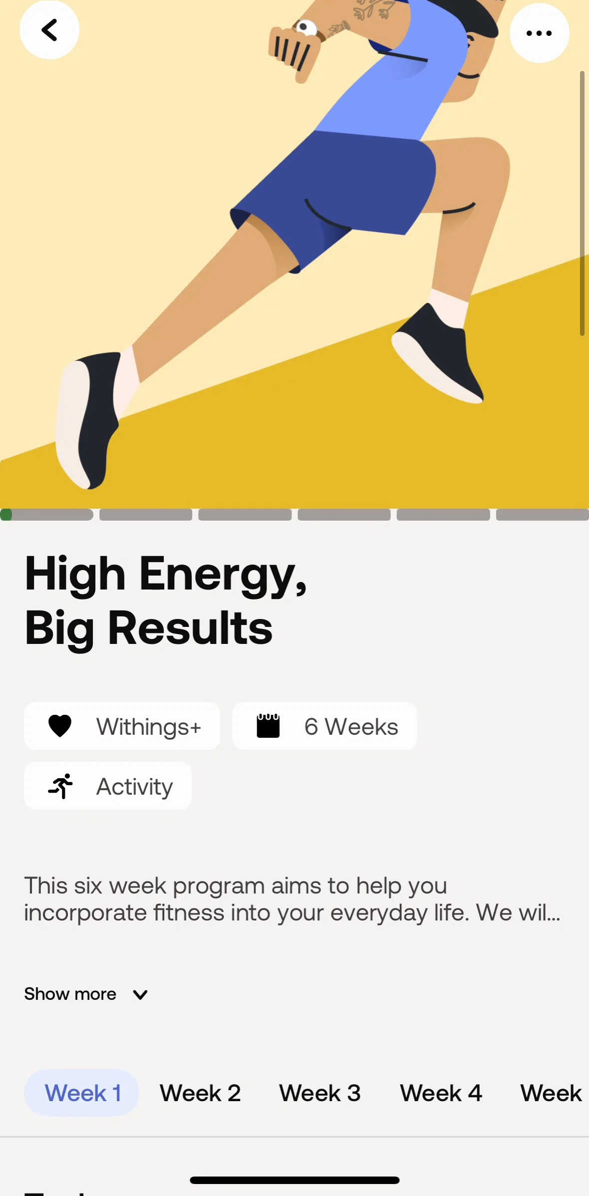 Withings Healthmate Screen screen in the Leaving a program flow
