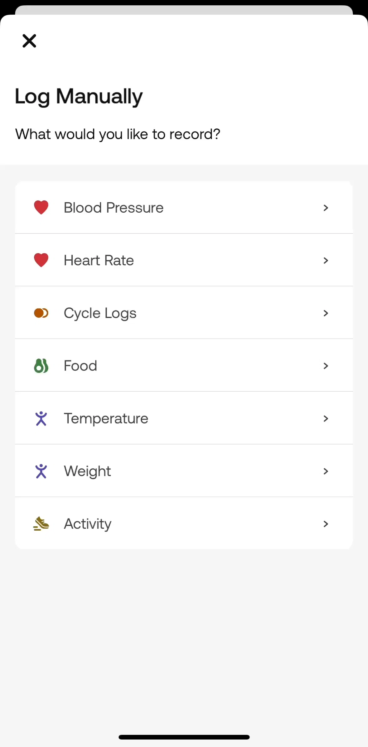 Withings Healthmate Screen screen in the Logging heart rate flow