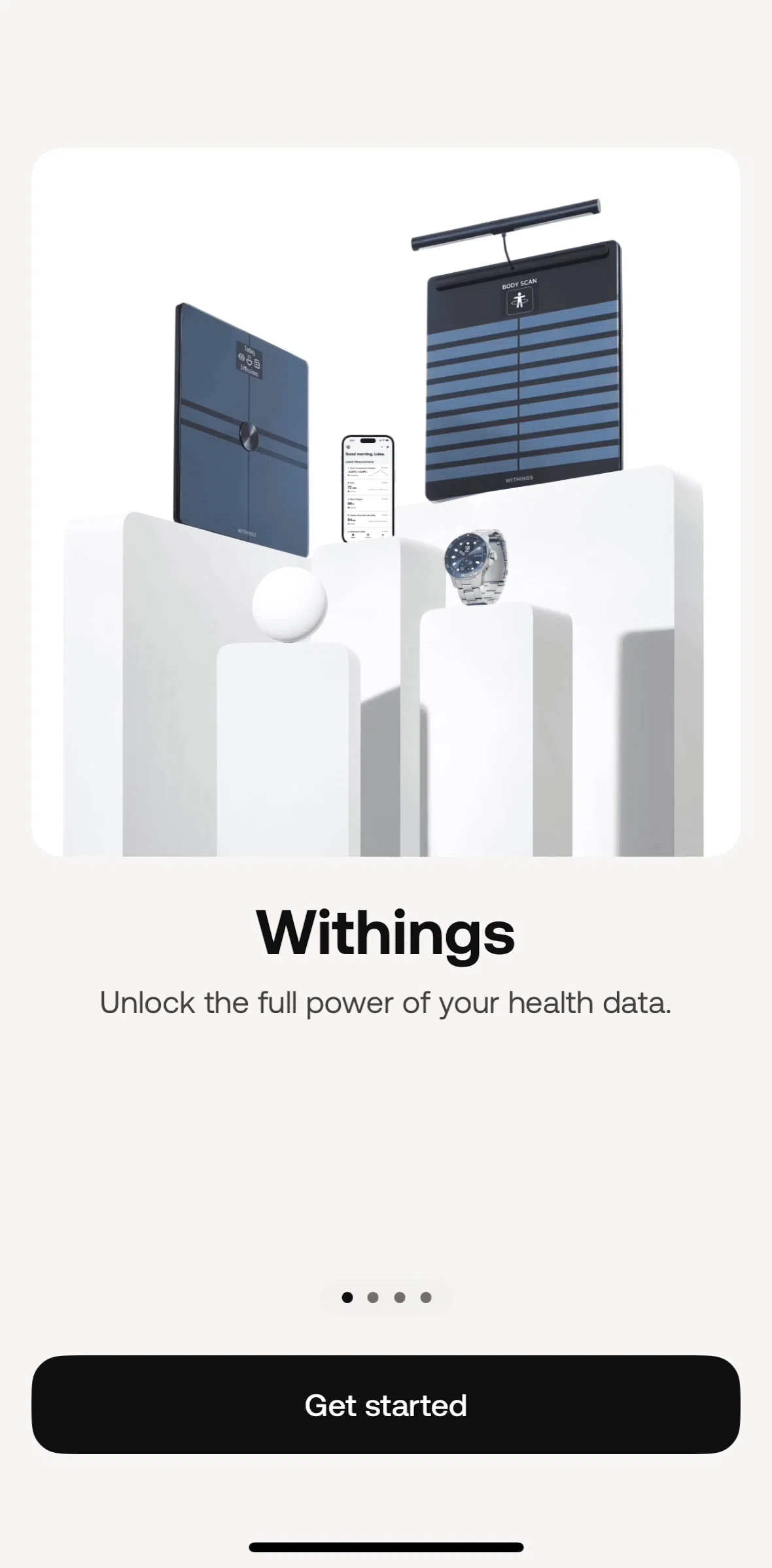 Withings Healthmate Screen screen in the Logging in flow