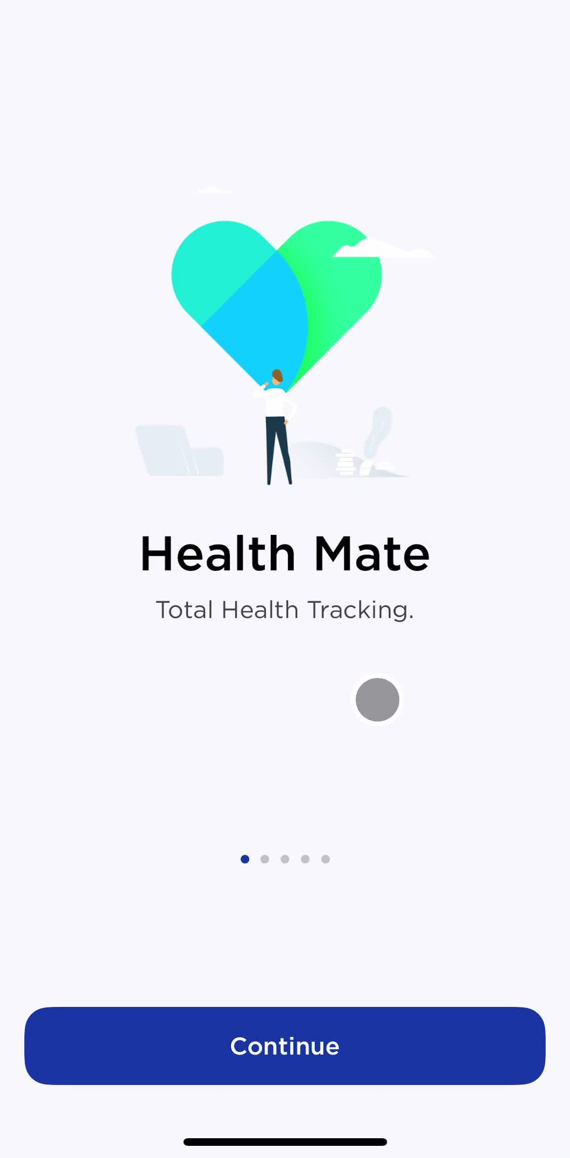 Withings Healthmate Welcome slides screen in the Onboarding flow