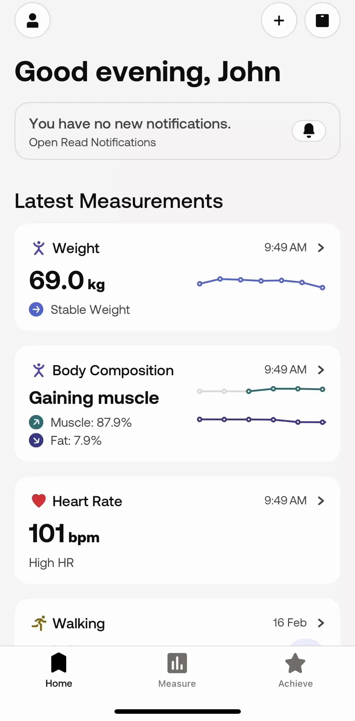 Withings Healthmate Screen screen in the Profile flow