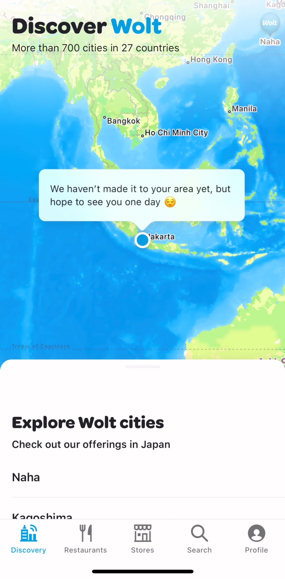 Wolt Delivery Screen screen in the Discover Wolt flow