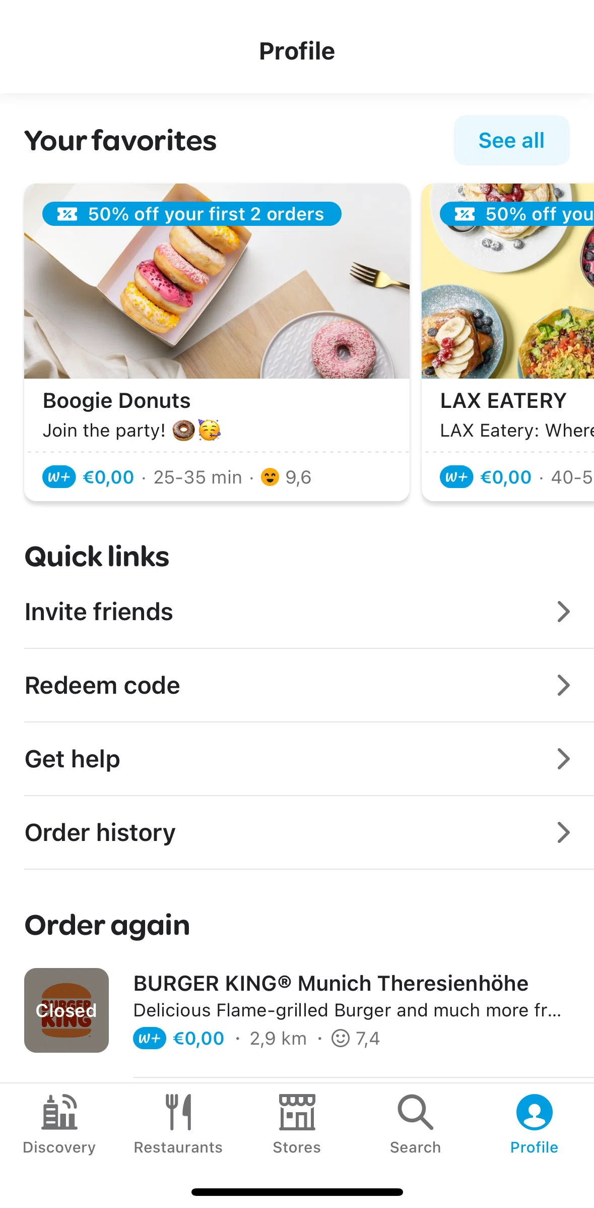 Wolt Delivery Screen screen in the Favorites flow