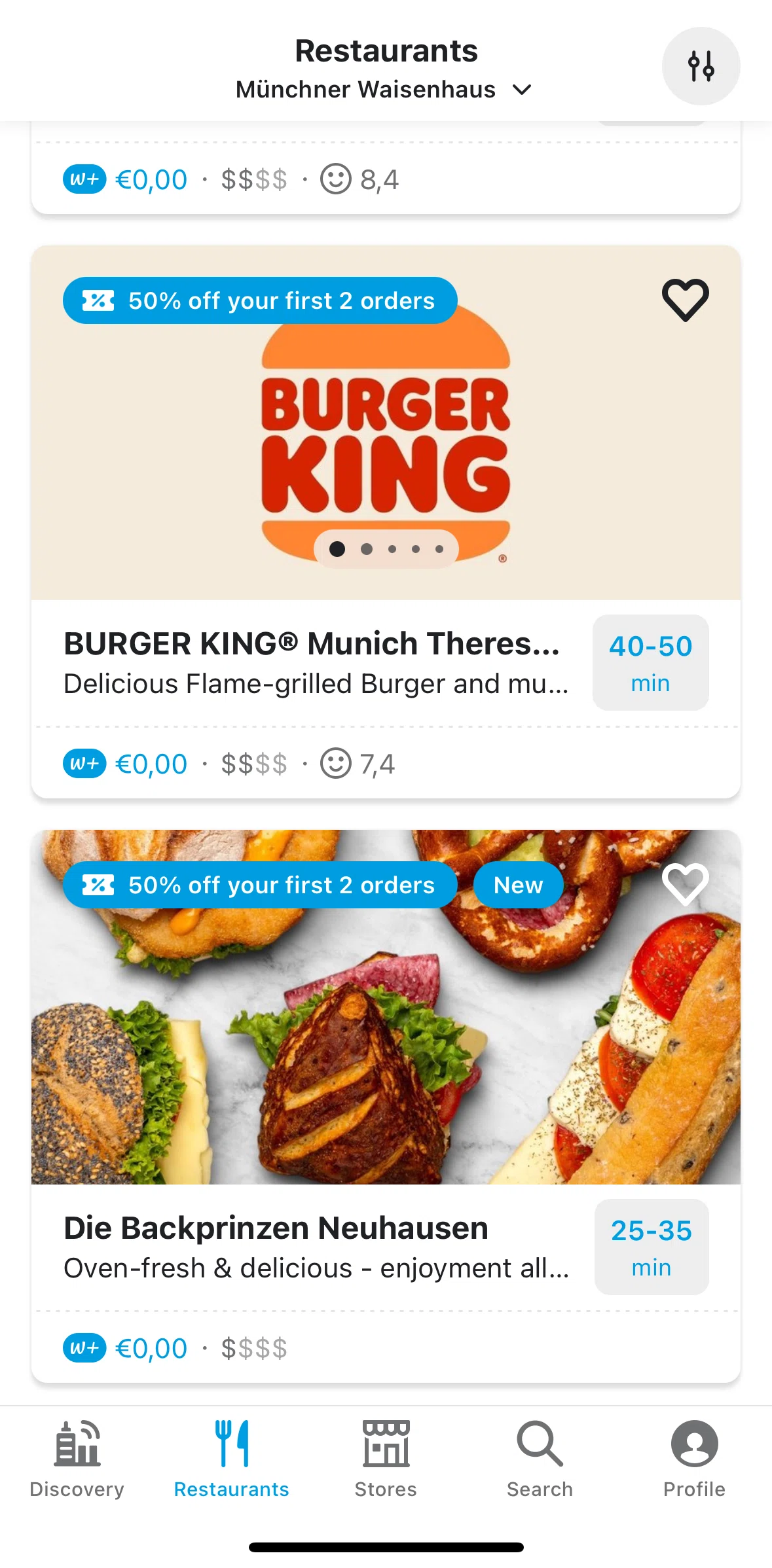Wolt Delivery Screen screen in the Restaurant menu flow
