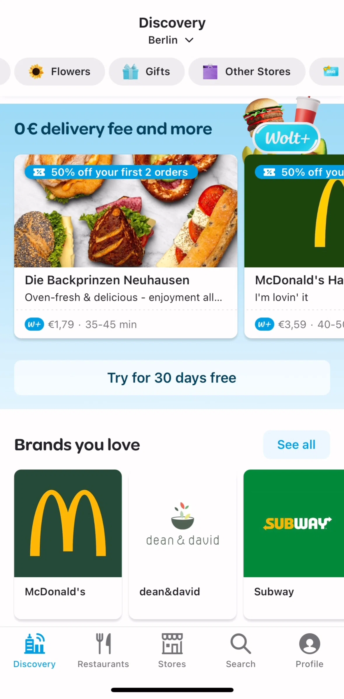 Wolt Delivery Screen screen in the Subscribing to Wolt+ flow