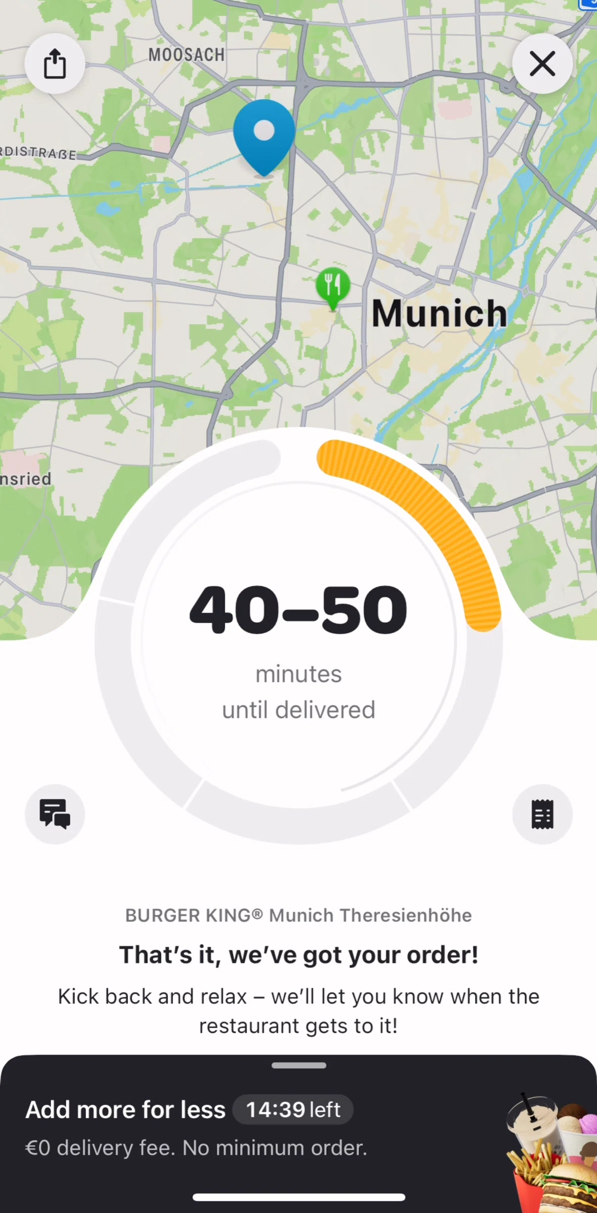 Wolt Delivery Screen screen in the Tracking an order flow