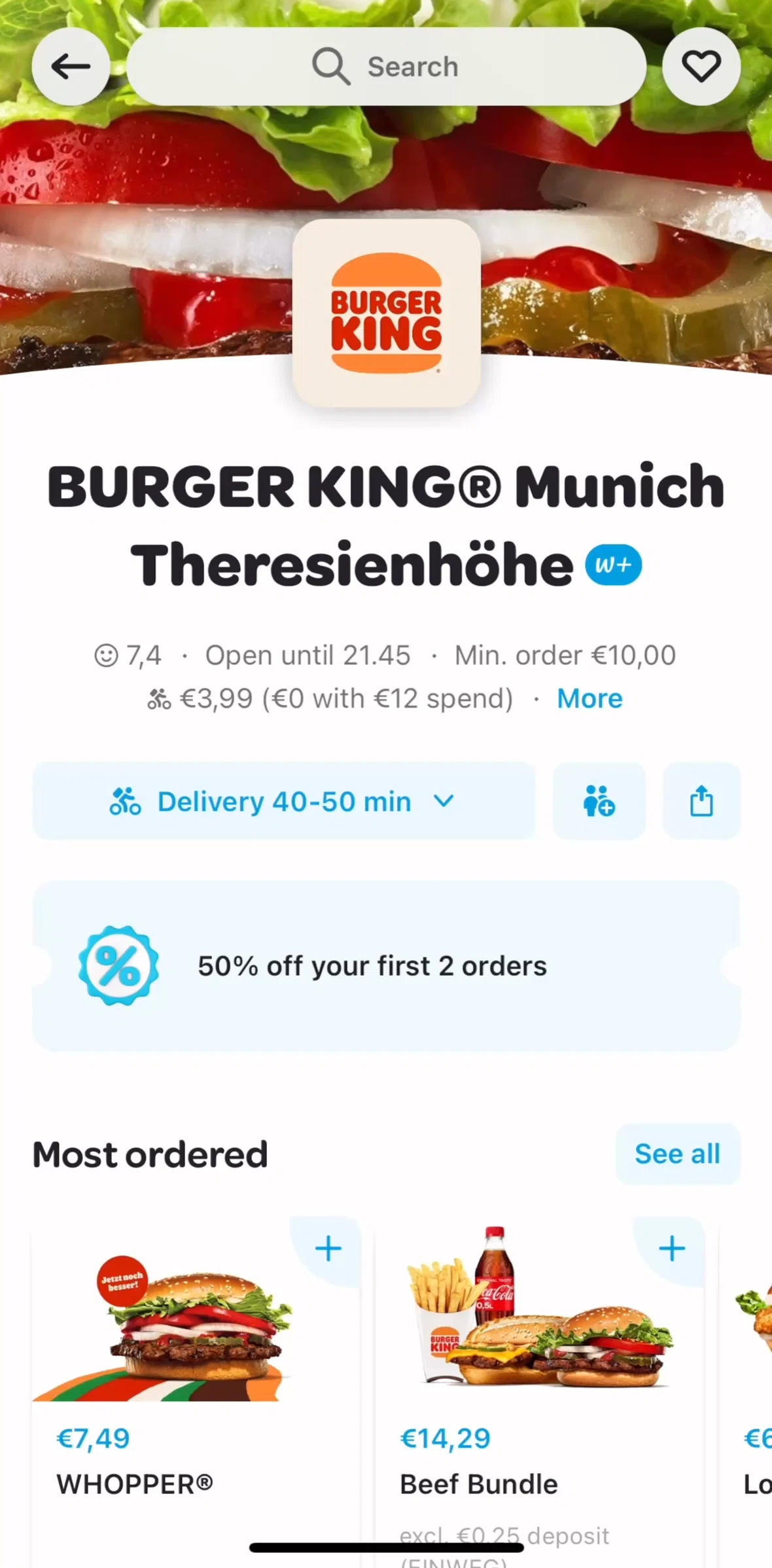 Wolt Delivery Screen screen in the View offer flow