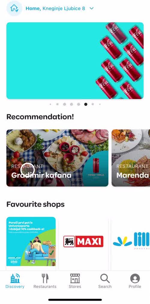 Wolt Home screen in the Giving Feedback flow