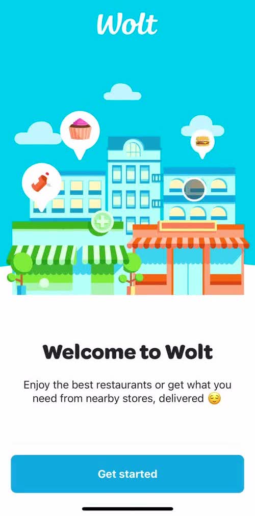 Wolt Welcome screen in the Onboarding flow