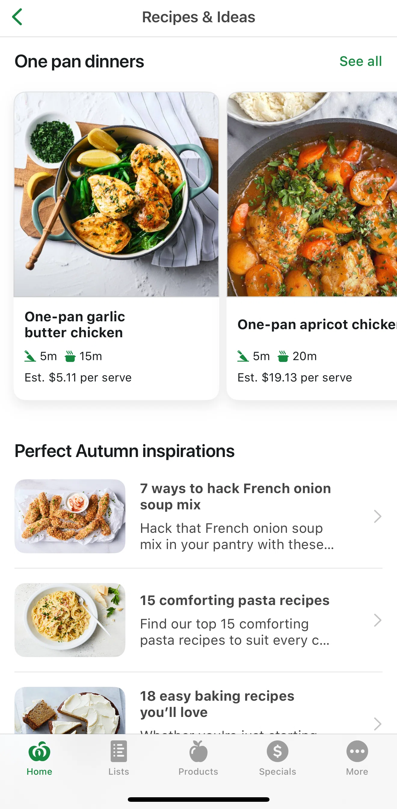 Woolworths Screen screen in the Article detail flow