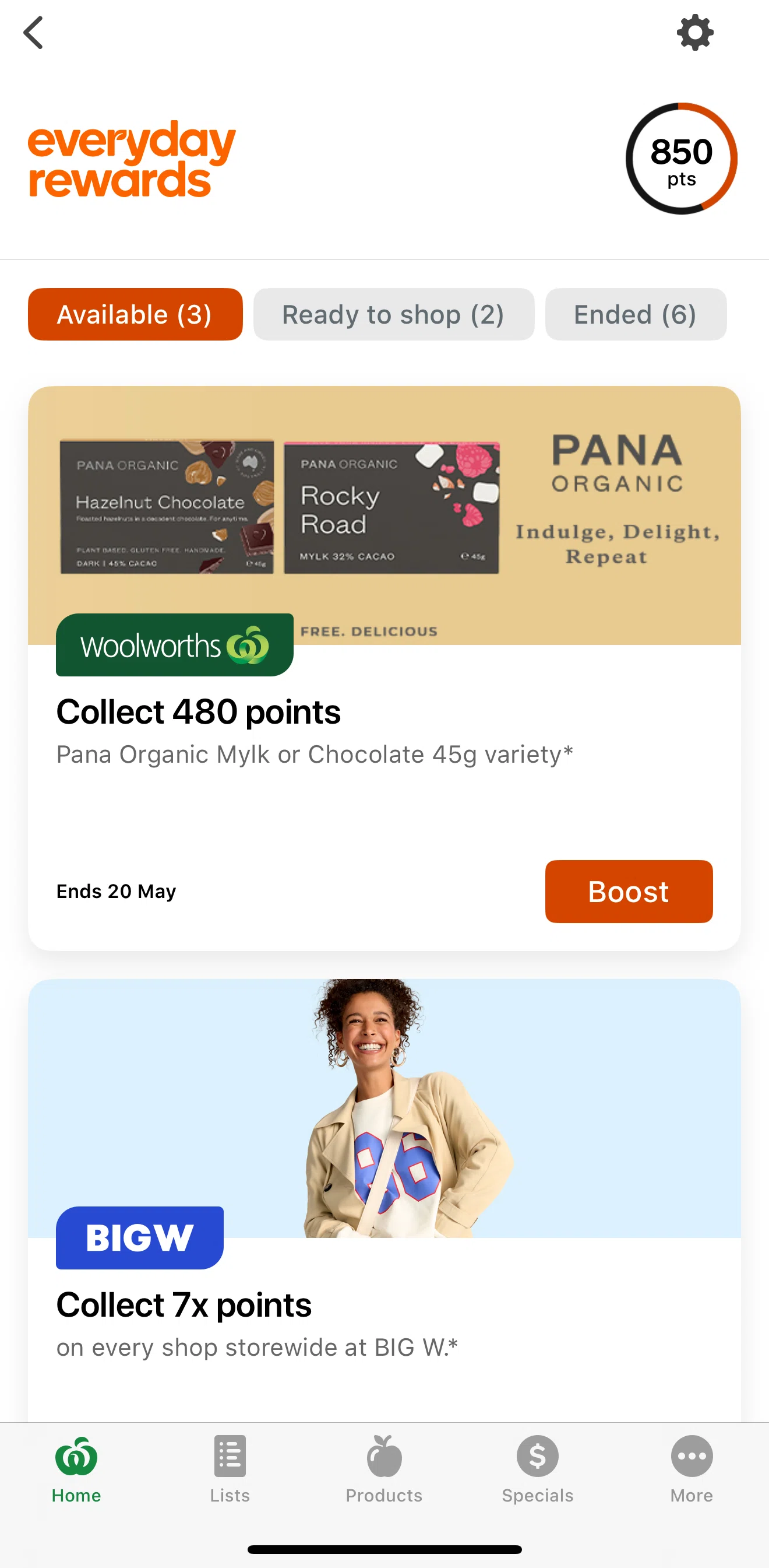 Woolworths Screen screen in the Boosting an offer flow