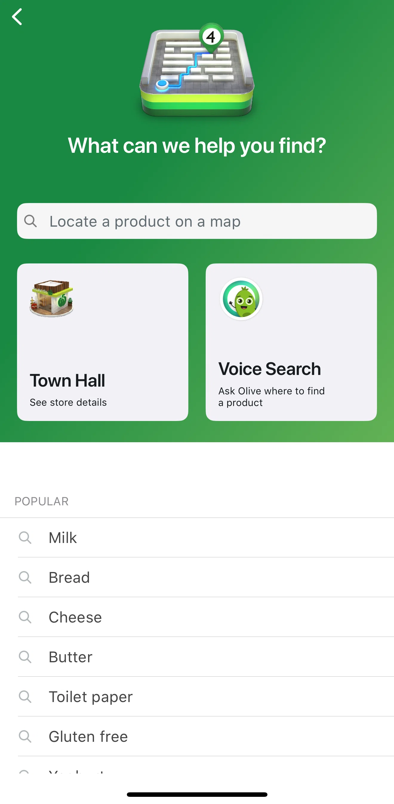 Woolworths Screen screen in the Finding an in-store product flow