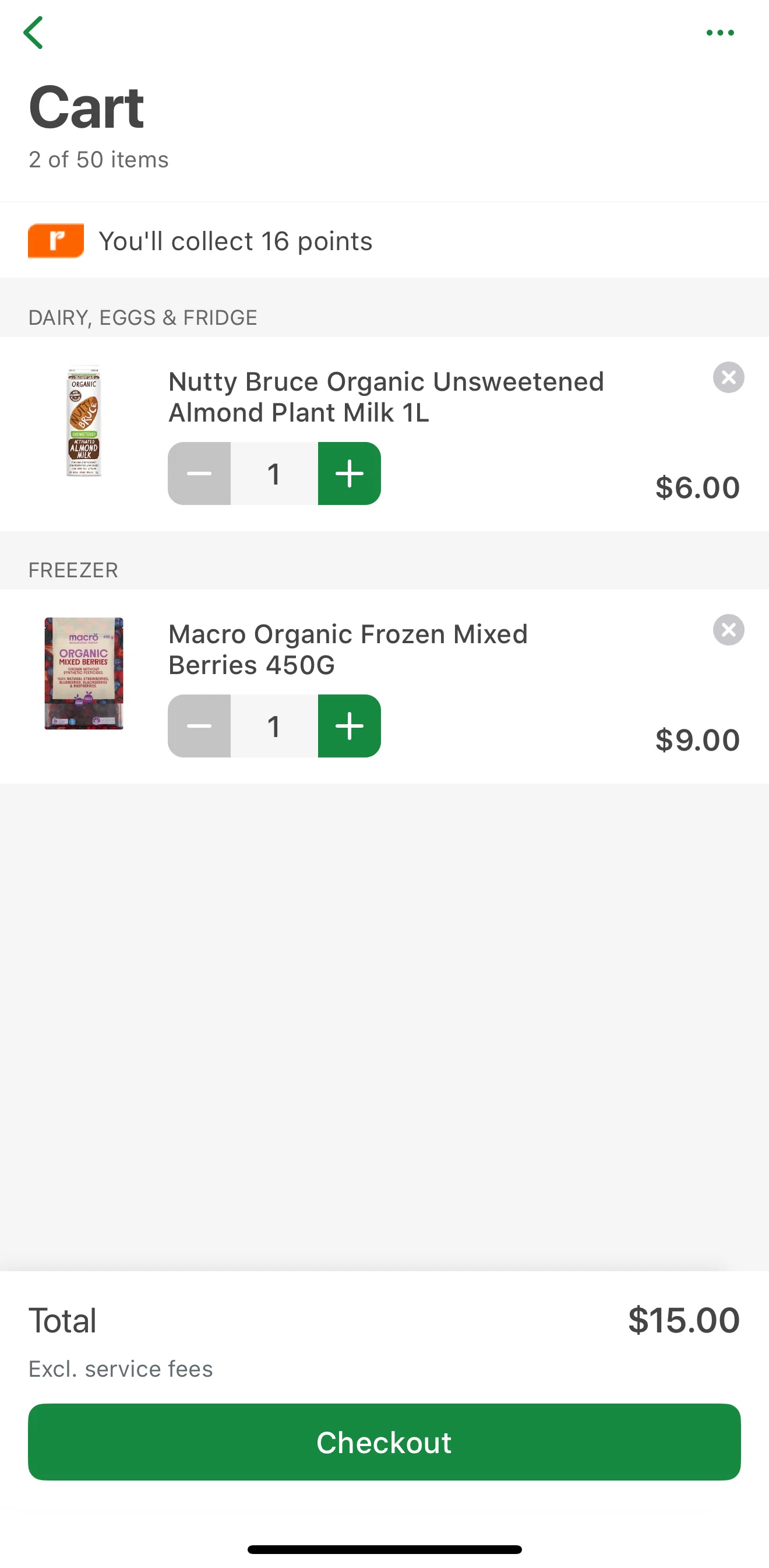 Woolworths Screen screen in the Placing an order flow