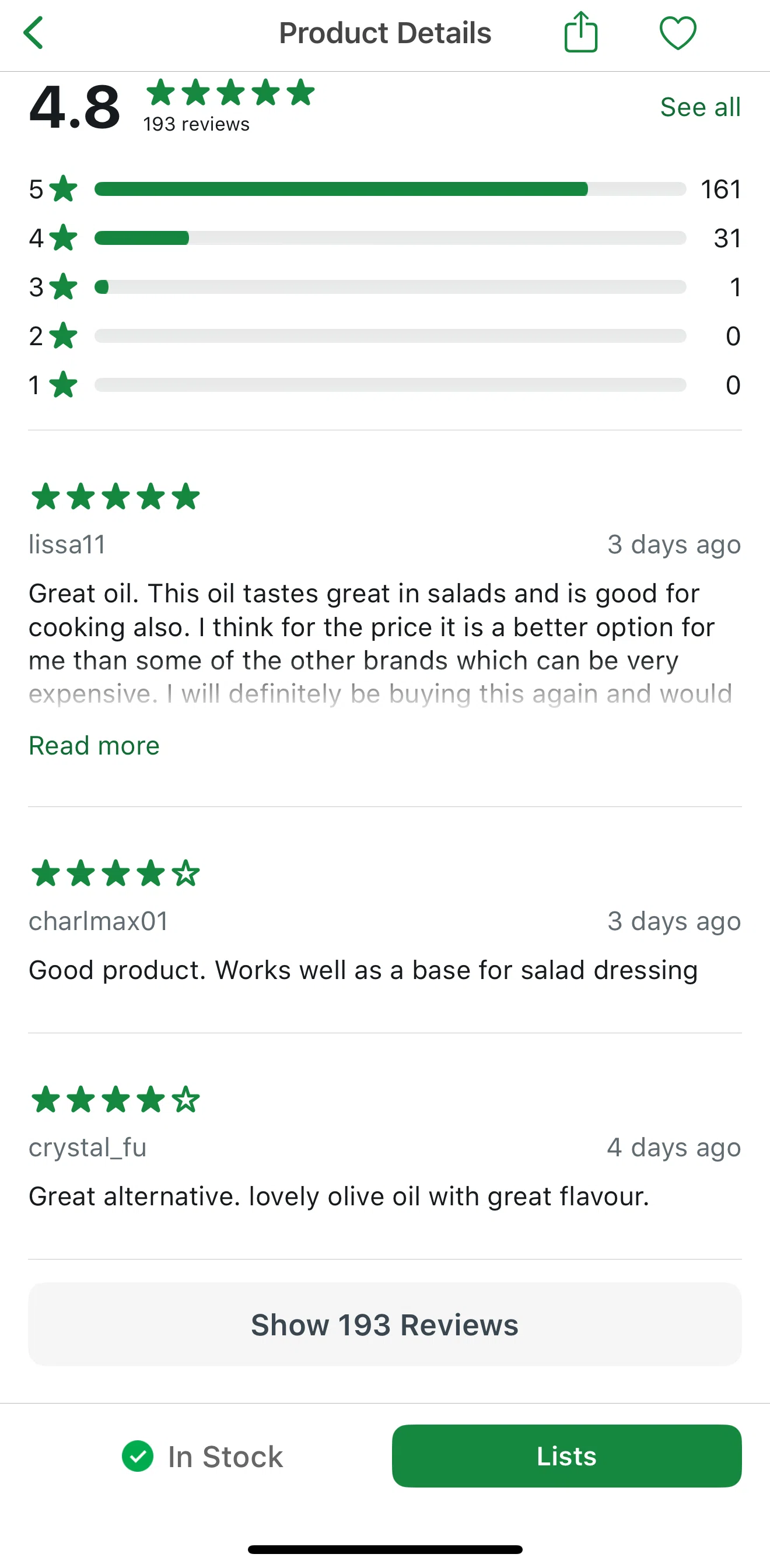 Woolworths Screen screen in the Product reviews flow