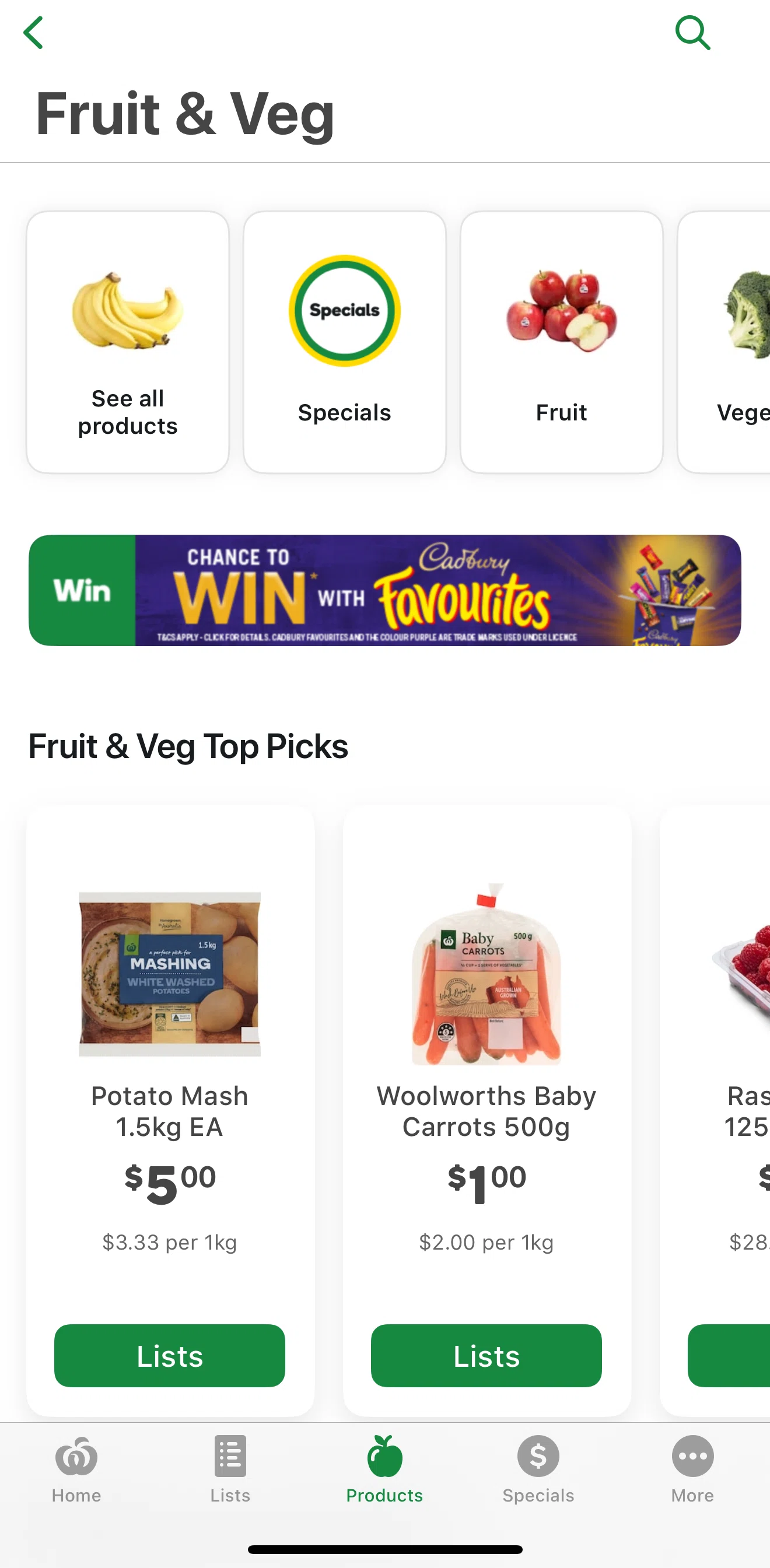 Woolworths Screen screen in the Promo detail flow