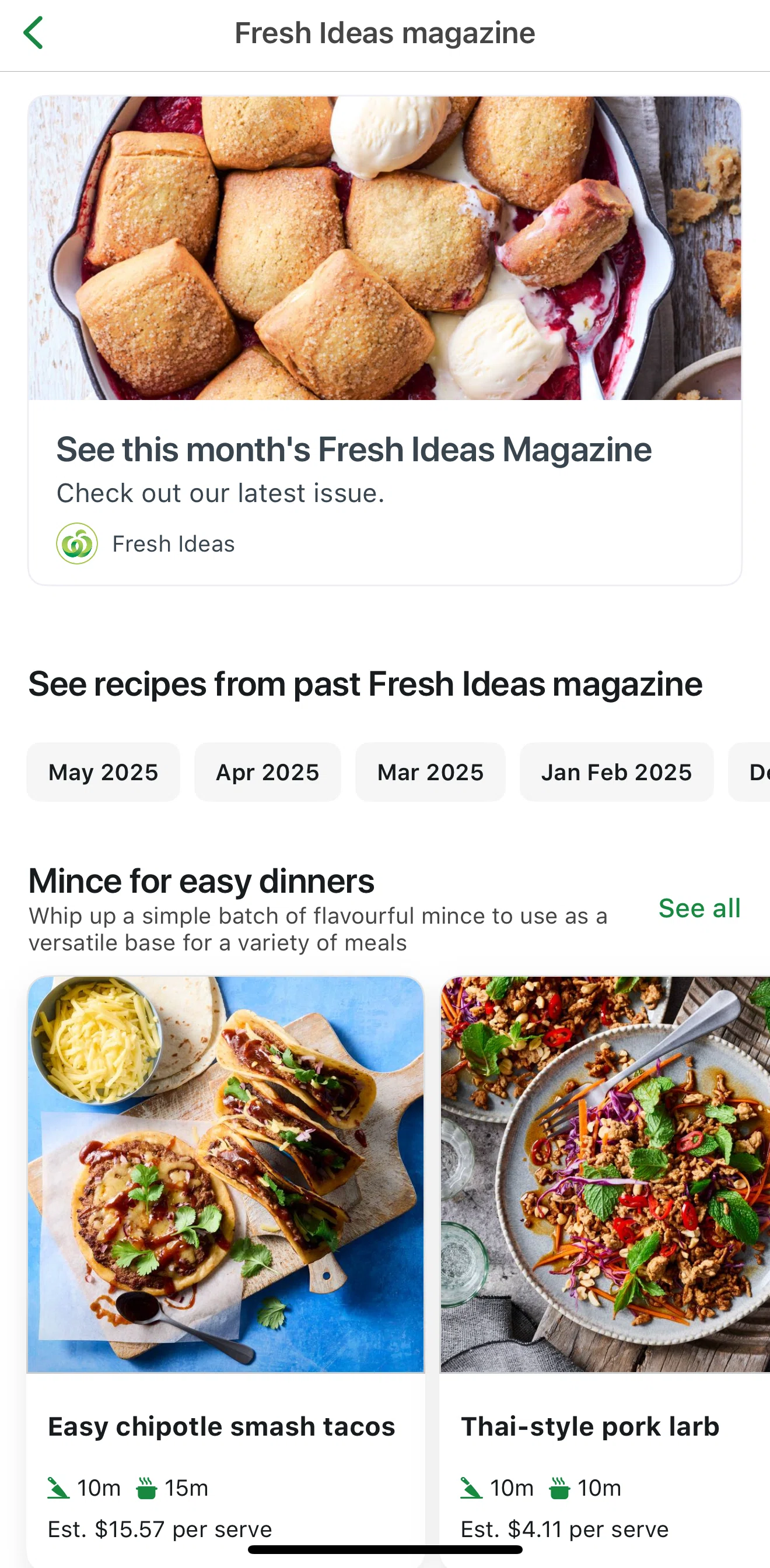 Woolworths Screen screen in the View fresh ideas magazine flow