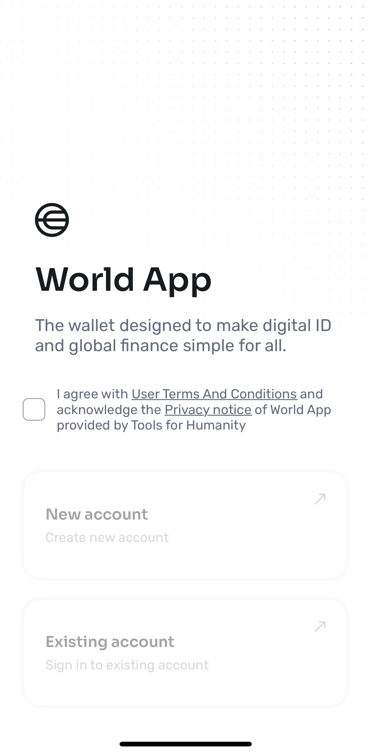 World App Screen screen in the Onboarding flow