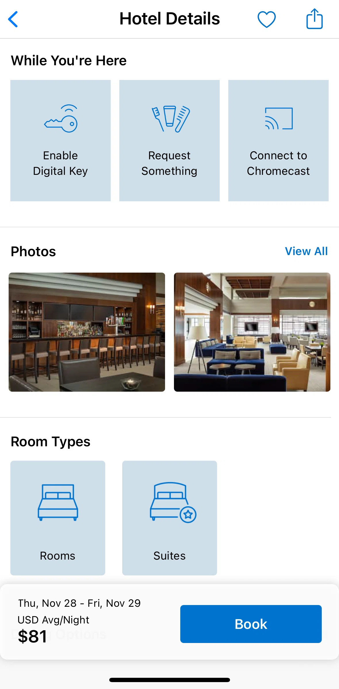 World of Hyatt Screen screen in the View digital key flow