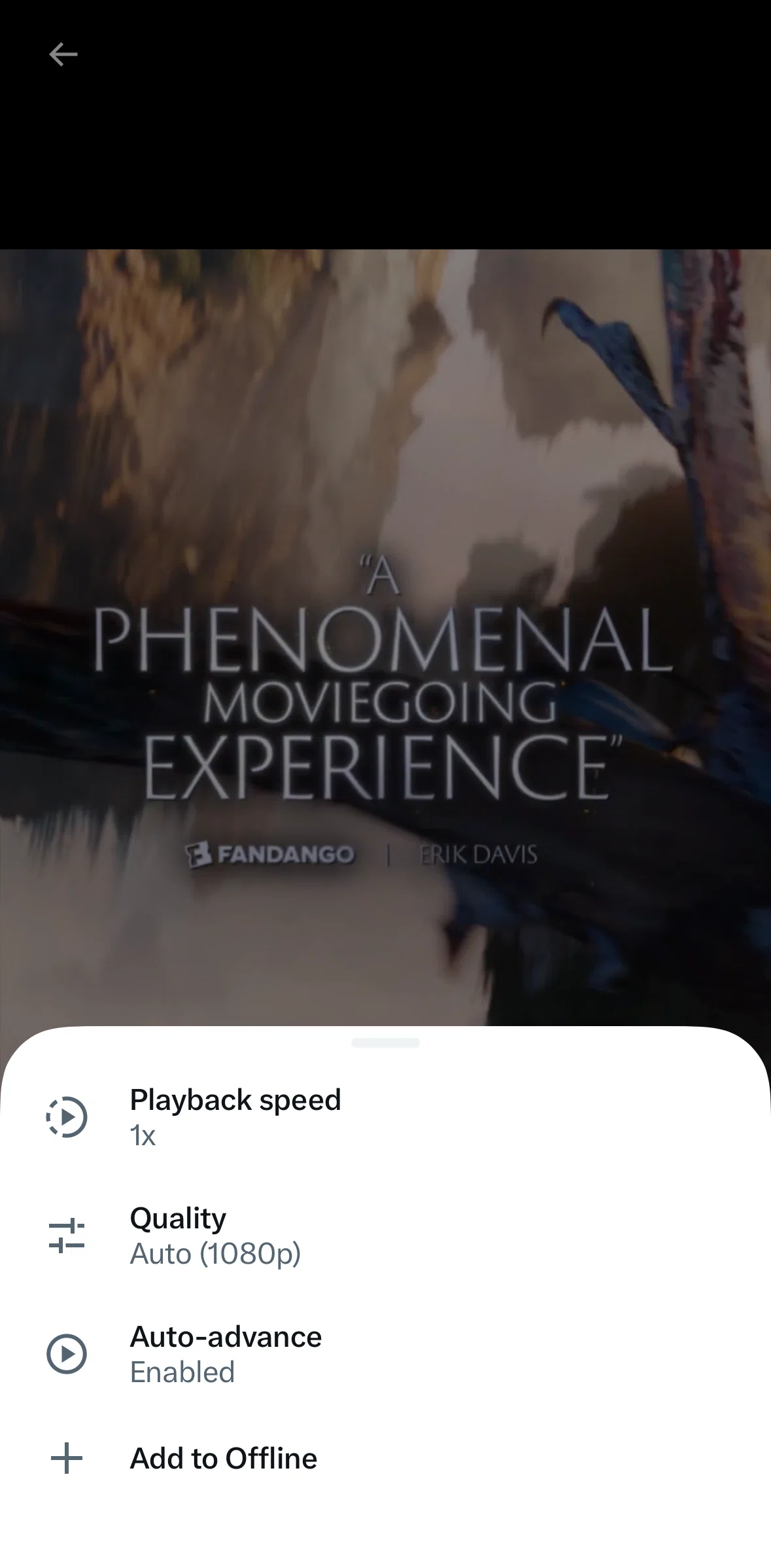 X Screen screen in the Add a video to offline flow