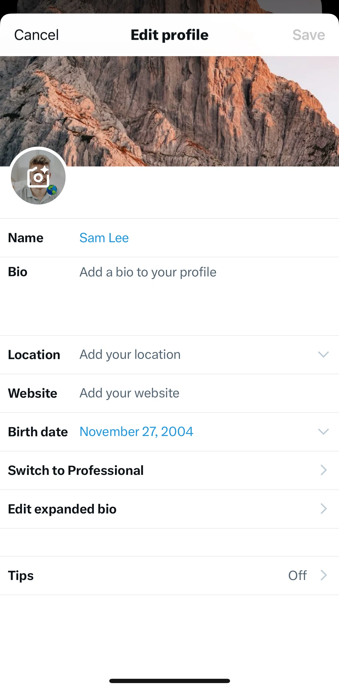 X Screen screen in the Adding a location flow