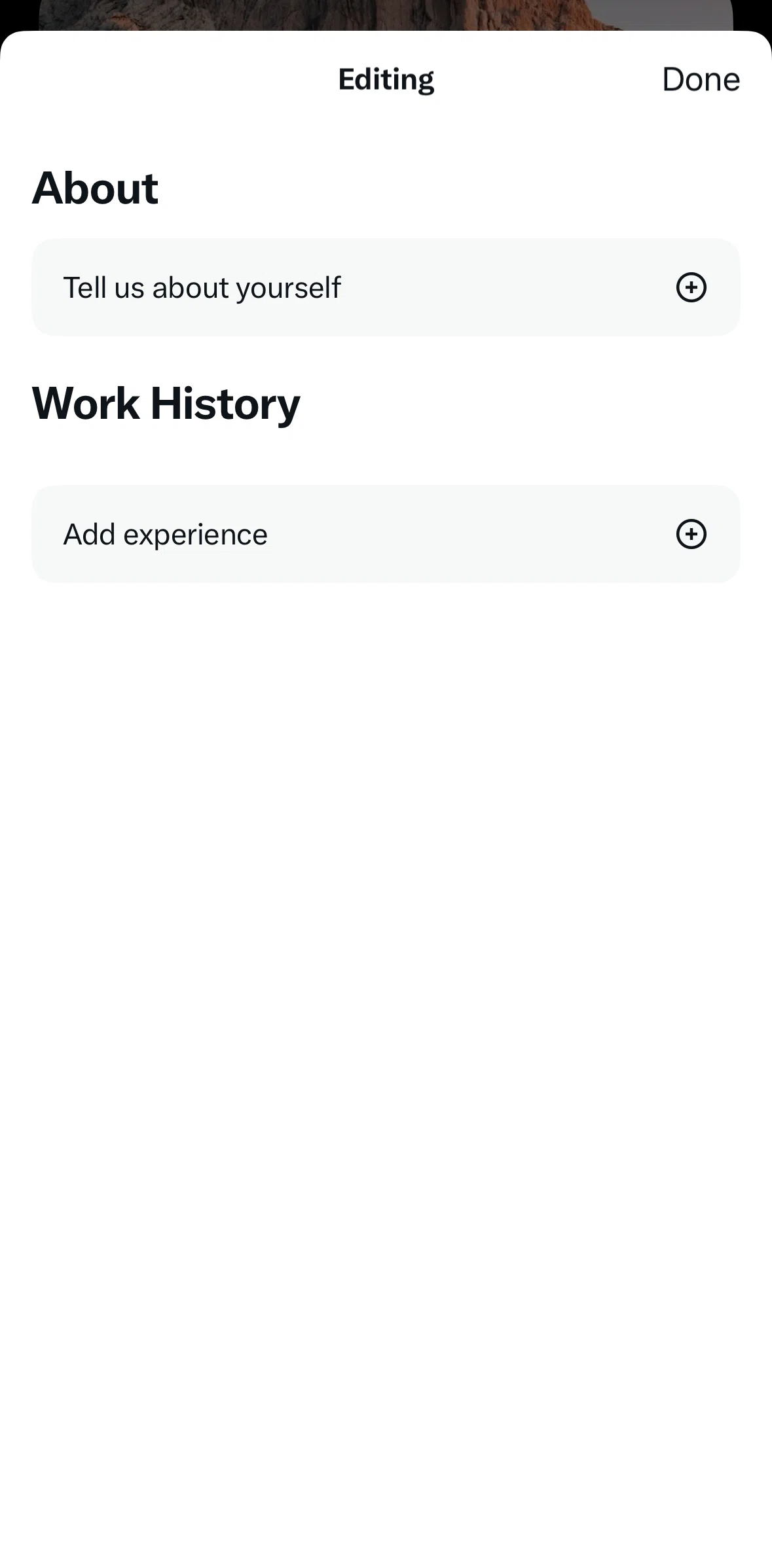 X Screen screen in the Adding an experience flow