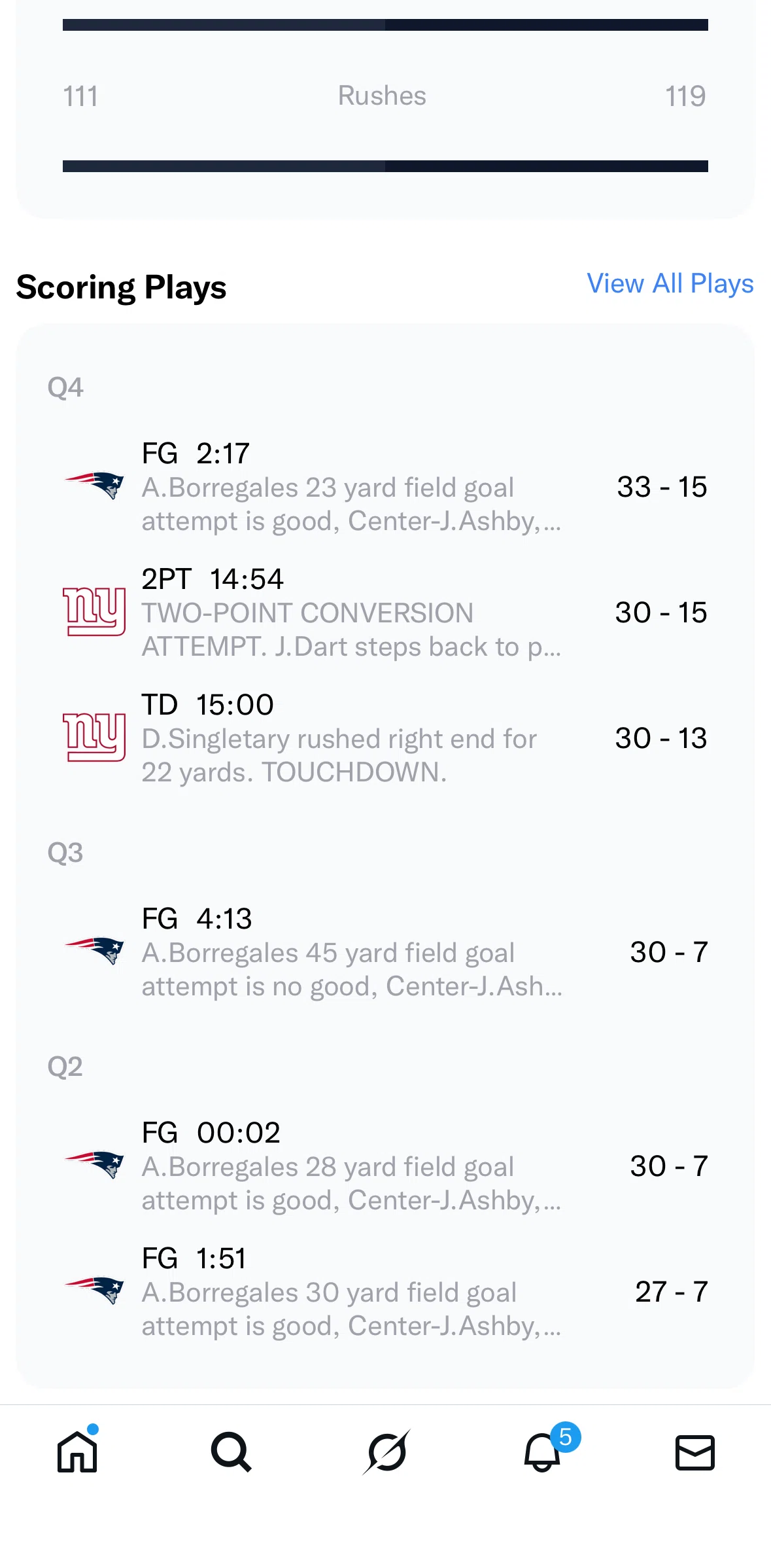 X Screen screen in the All plays flow