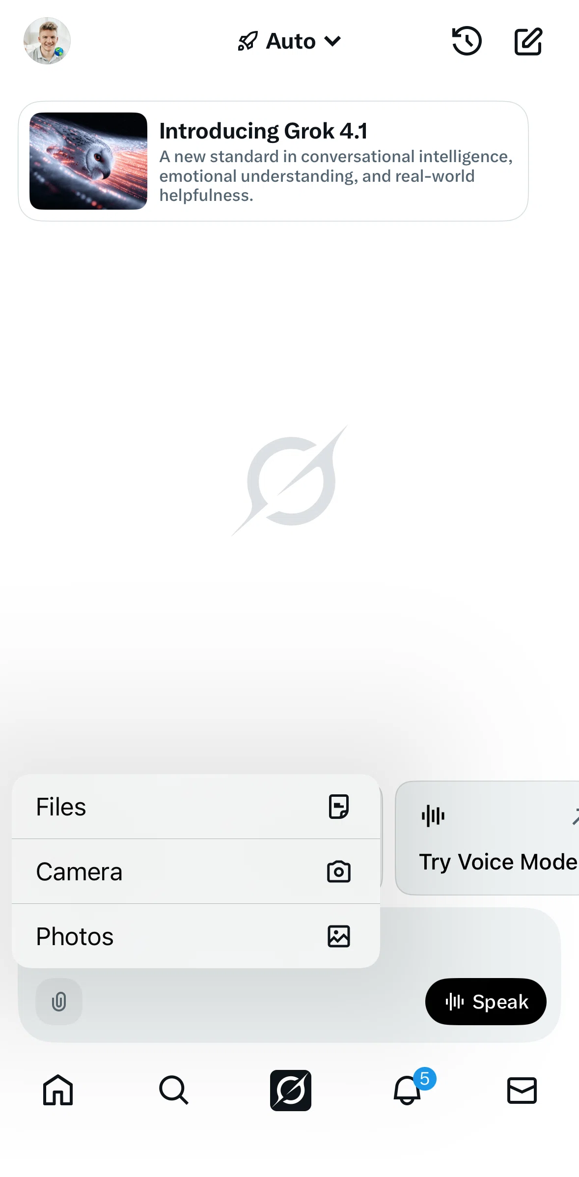 X Screen screen in the Chatting with Grok (image) flow