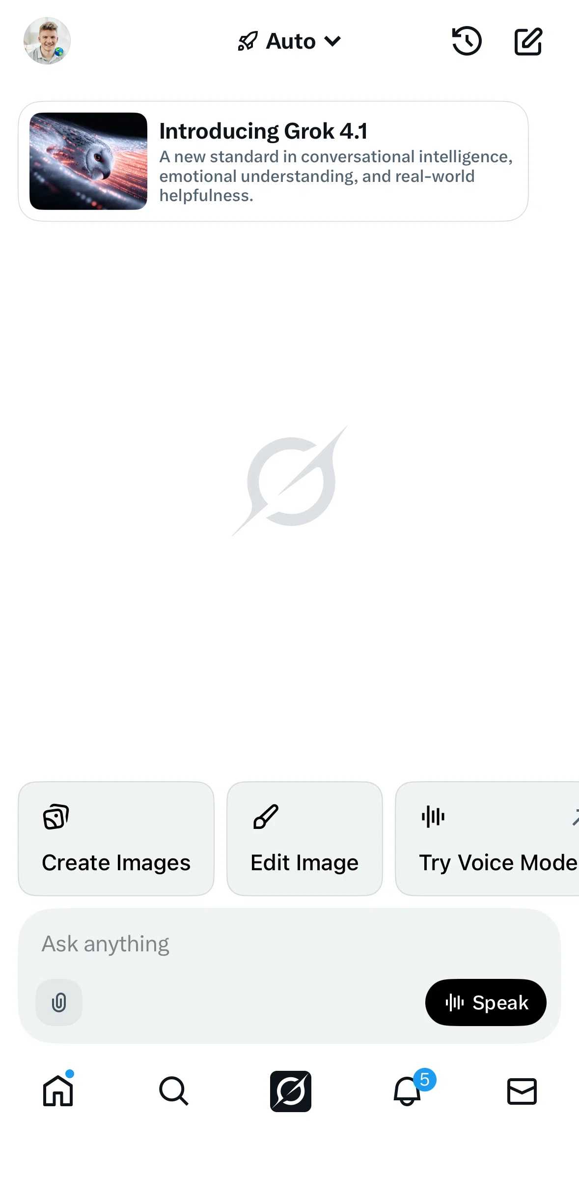 X Screen screen in the Choosing AI model flow