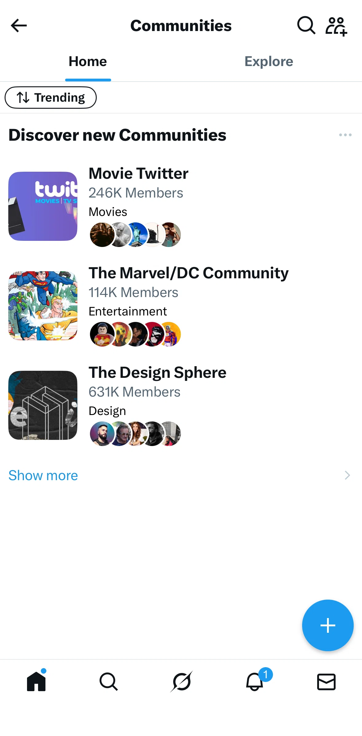 X Screen screen in the Community details flow