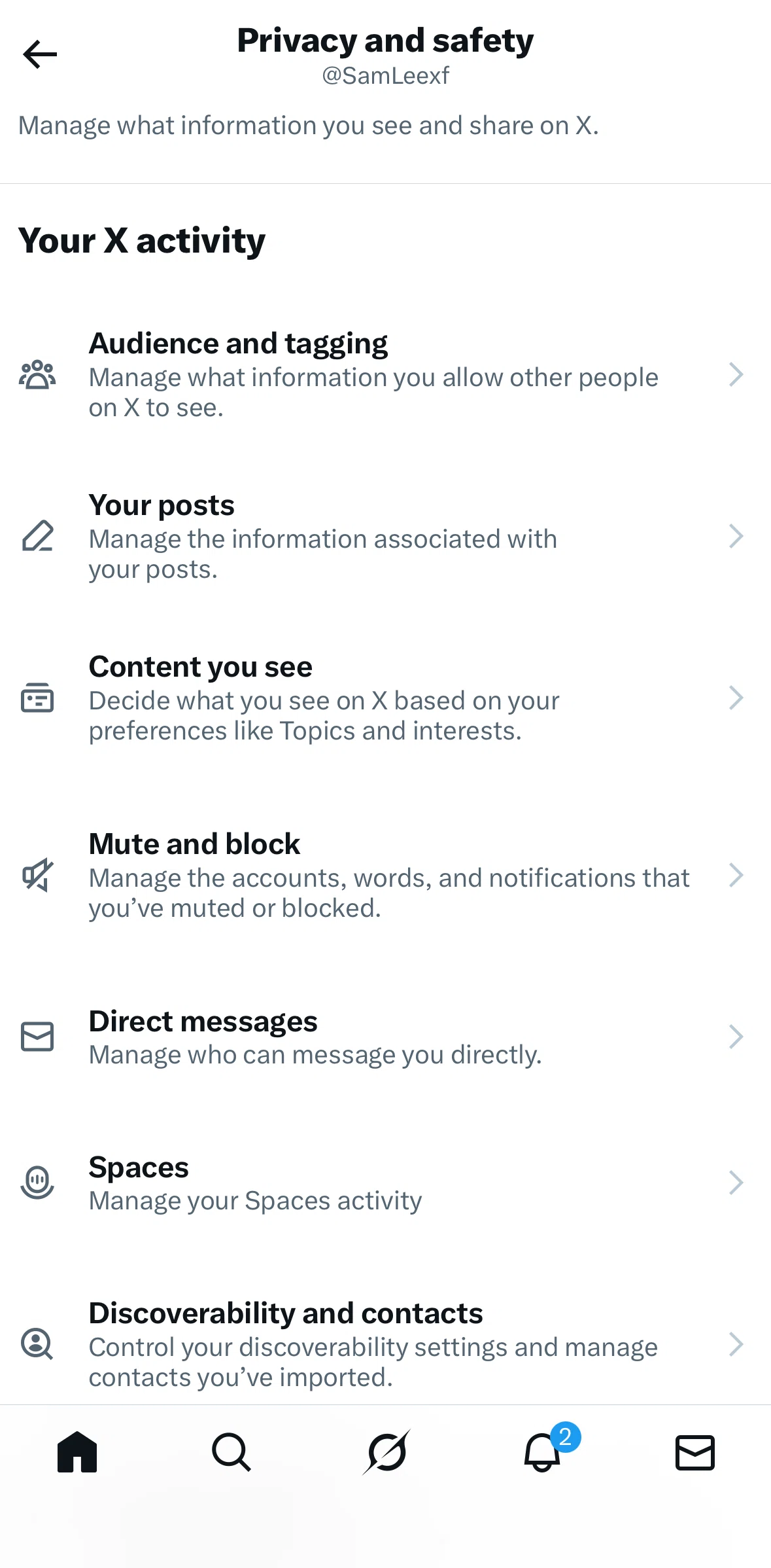 X Screen screen in the Content you see flow